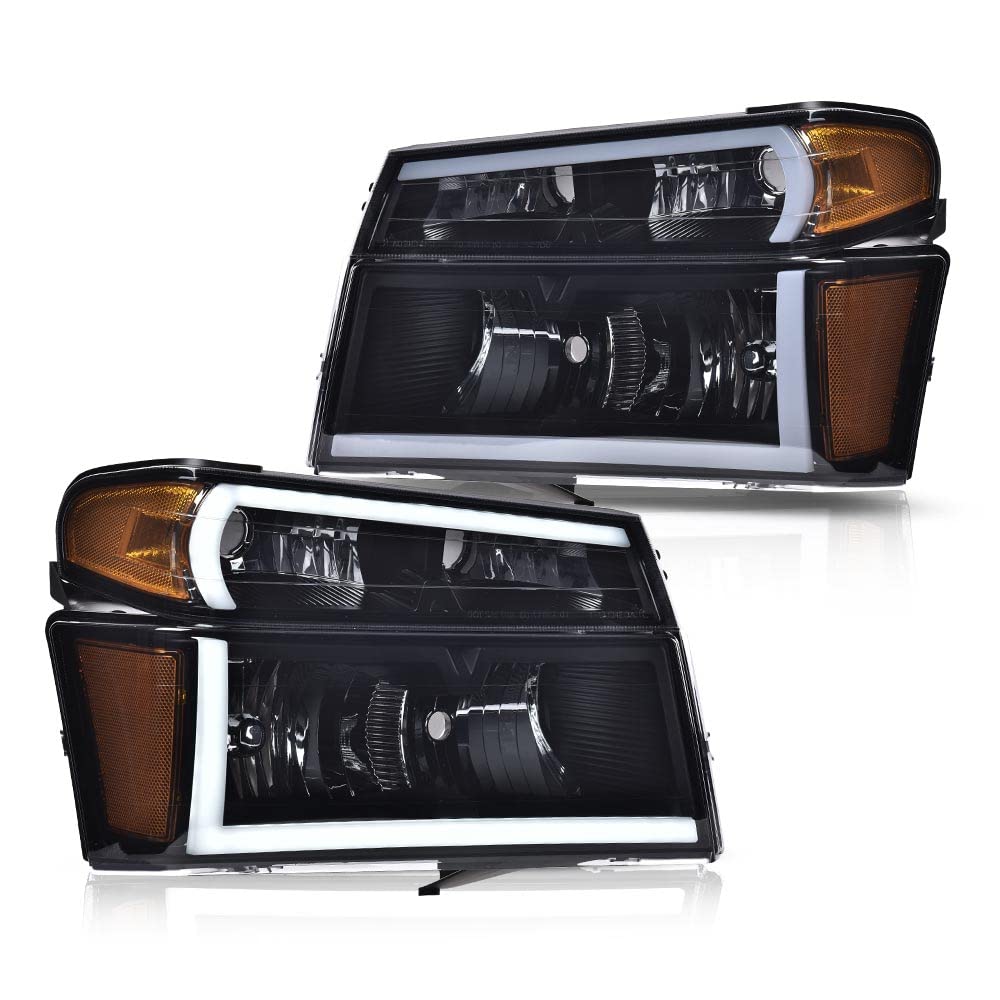 Cheda Headlights Assembly Bumper Lights Compatible With 2004 2005 2006 2007 2008 2009 2010 2011 2012 Gmc Canyon/Chevy Colorado(T
