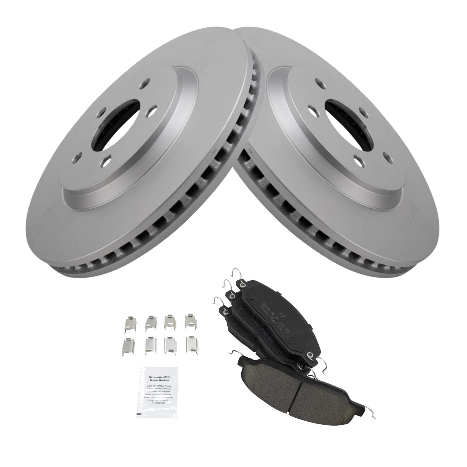 Trq Front Brake Pad & Rotor Kit Brake Pads Brake Rotor Ceramic Premium G-Coated Compatible With 2005-2014 Ford Mustang