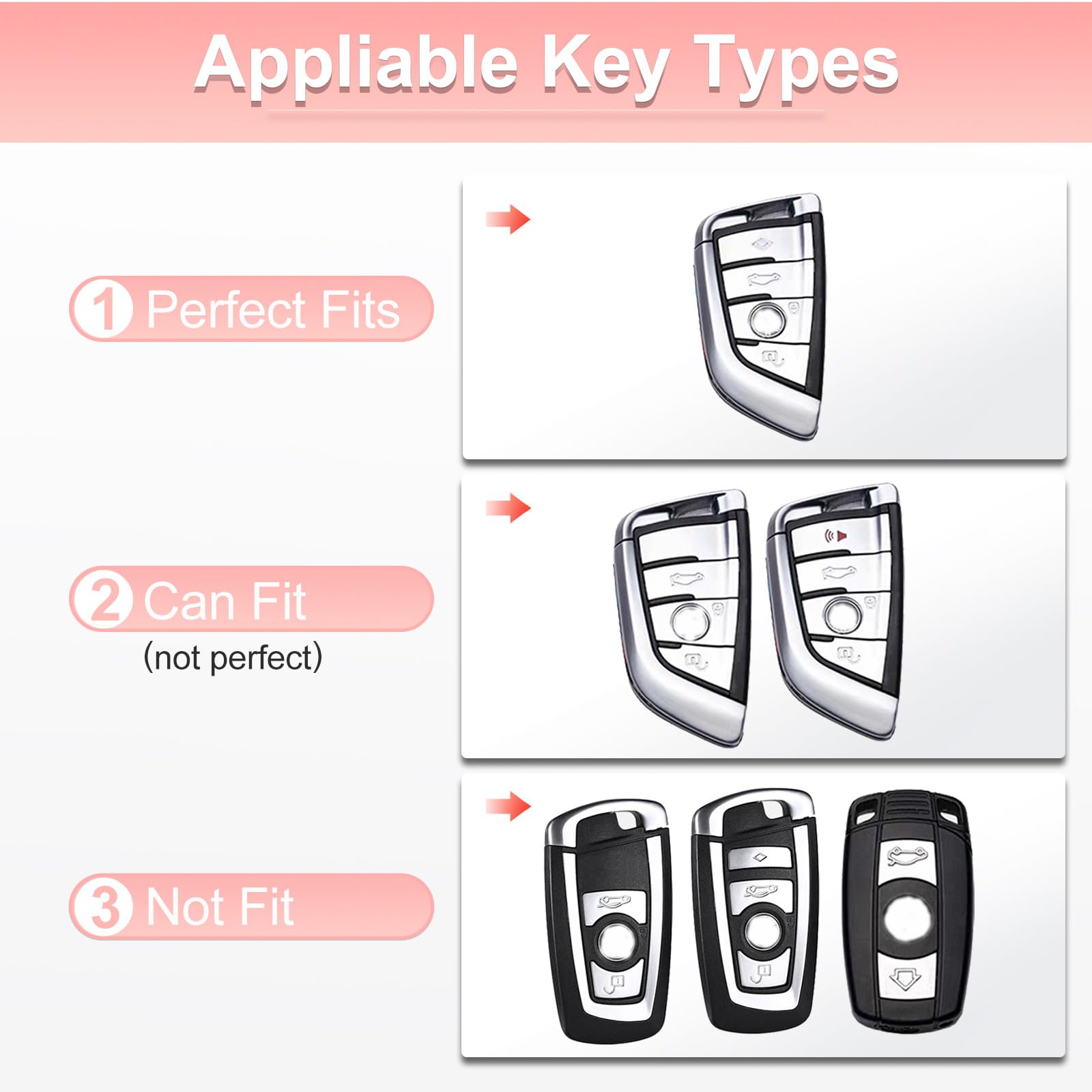 Pangpai Pink Key Fob Cover for BMW, Soft TPU Key Case Protection with Bling Keychain Fit for BMW X1 X2 X3 X5 X6 X7 and Series 1