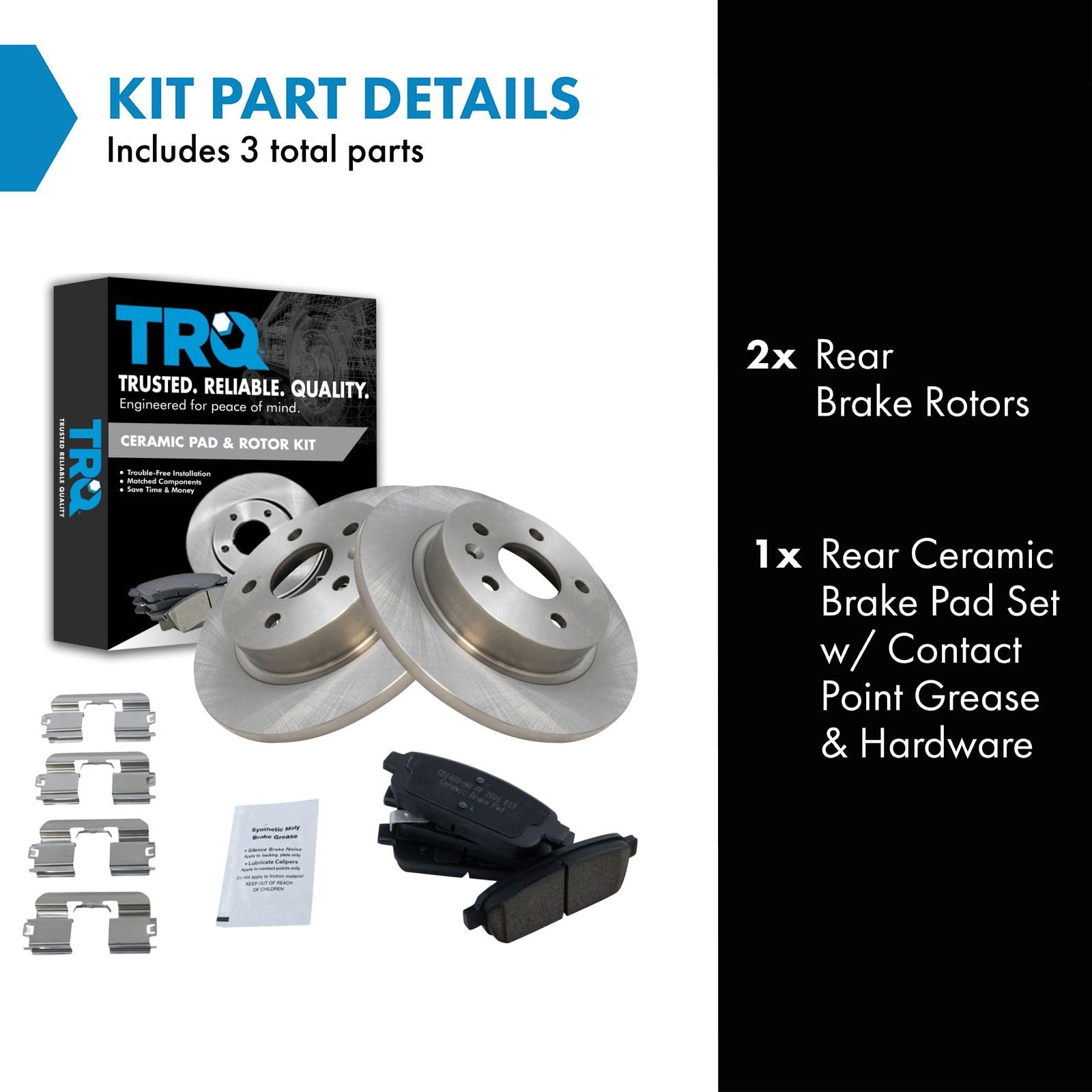 TRQ Rear Brake Pad & Rotor Kit Brake Pads Brake Rotor Ceramic Compatible with 2013-2017 Buick Encore 2011-2015 Chevrolet Cruze 2