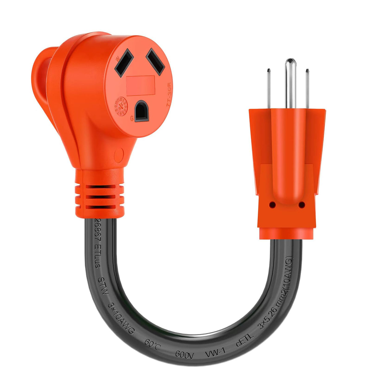 Ficstar 30 Amp To 110 Volt Rv Adapter Cord 12 Inch,Nema 5-15P To Nema Tt-30R Electrical Power Adapter,12/3 Gauge Rv Dogbone Adap