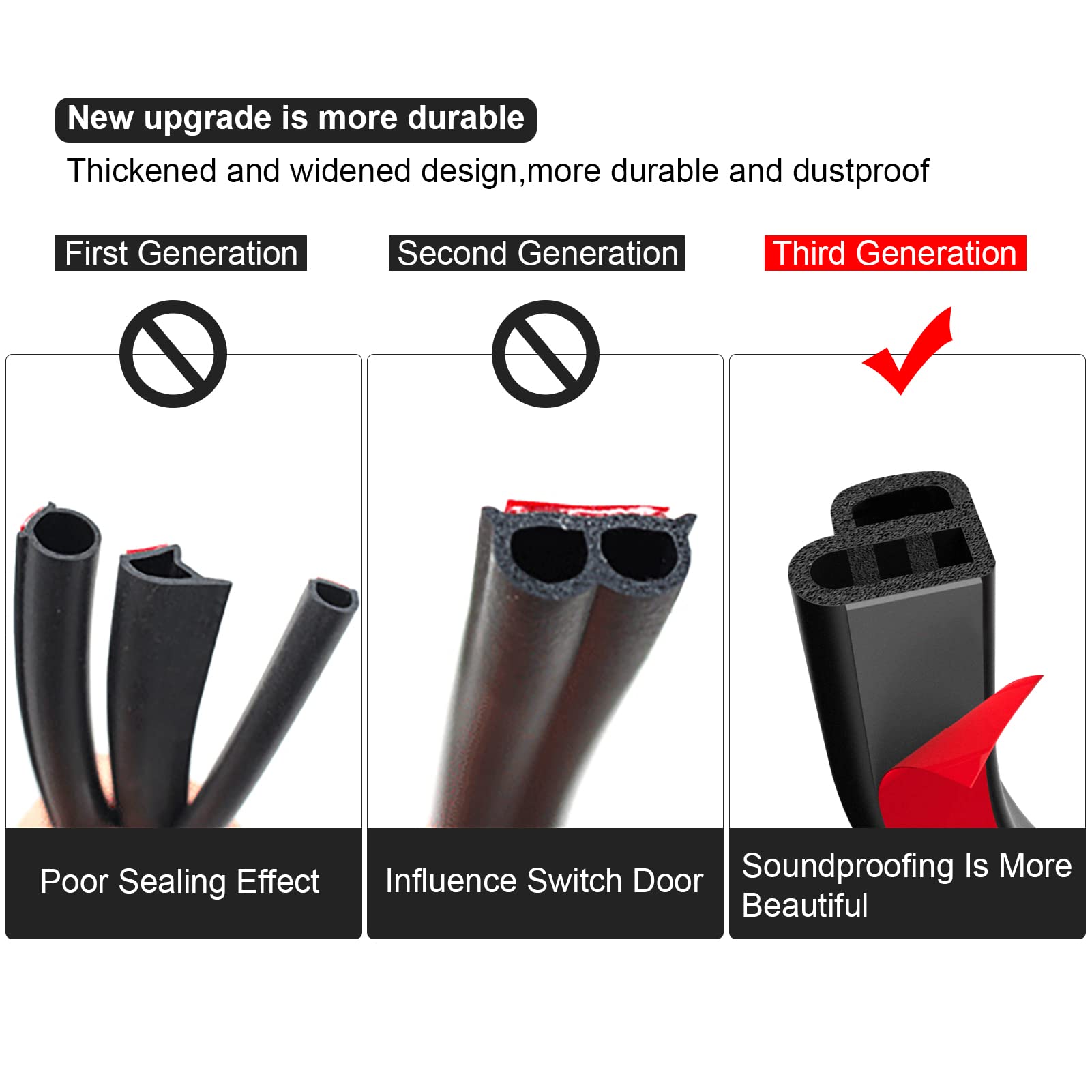 DOTAATDW Car Door Seal Strip 32.8Ft Black Double Layer L Shape Self Adhesive Weather Stripping for Soundproofing Auto Doors