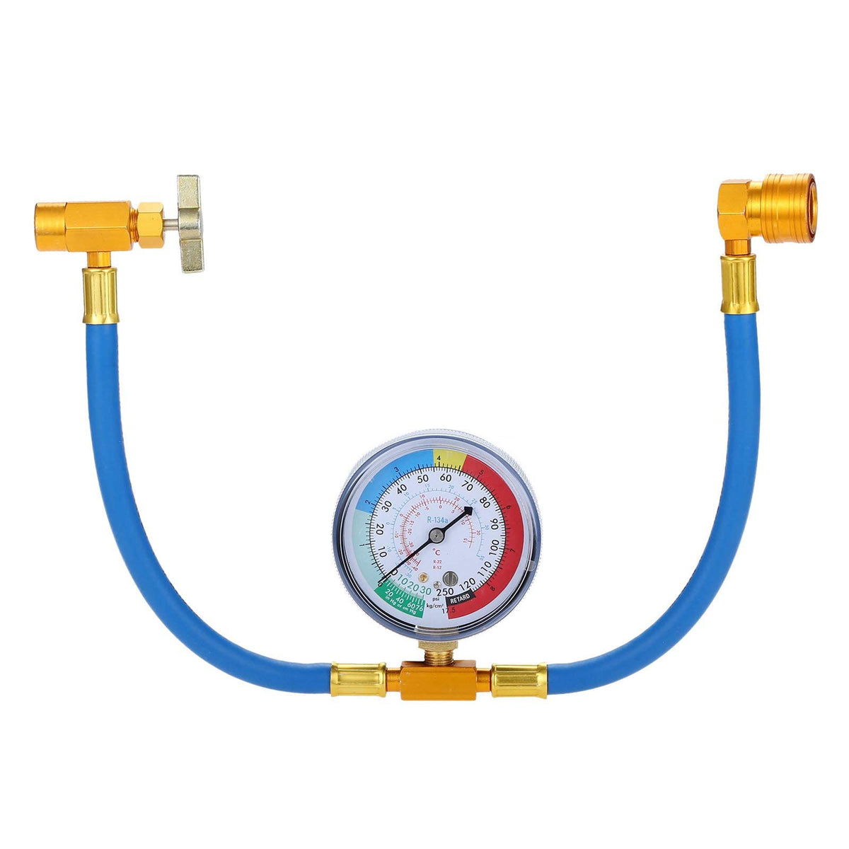 Surieen Ac Charge Hose With Gauge, R134A Ac Refrigerant Recharge Hose Kit, 1/2    Can Tap Dispensing Valve And R134A Quick Coupl