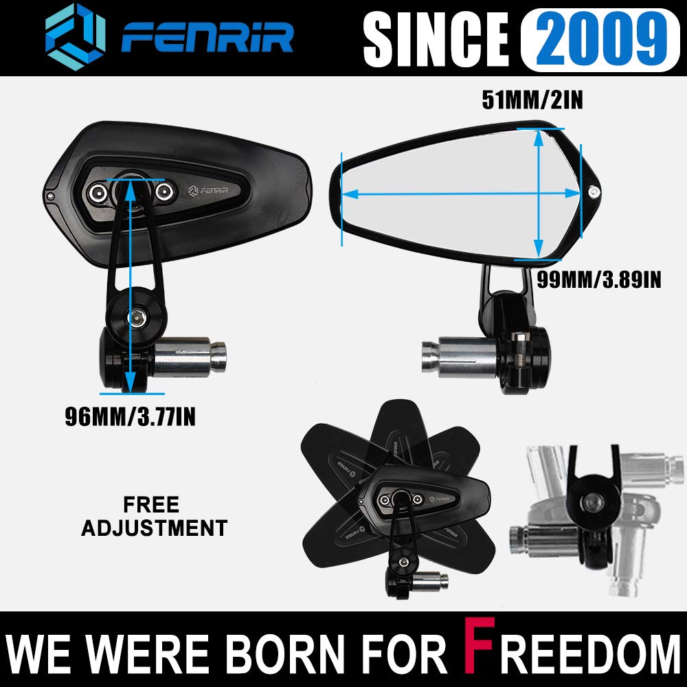 Fenrir Cnc Aluminum Alloy Cafe Racer Black Motorcycle Bar End Mirrors Side Folding 22Mm 7/8' Inch Handlebar Mirror Universal Rear View For M6/M8 Standard Super Sport Naked Street Bike Scooter Minimoto