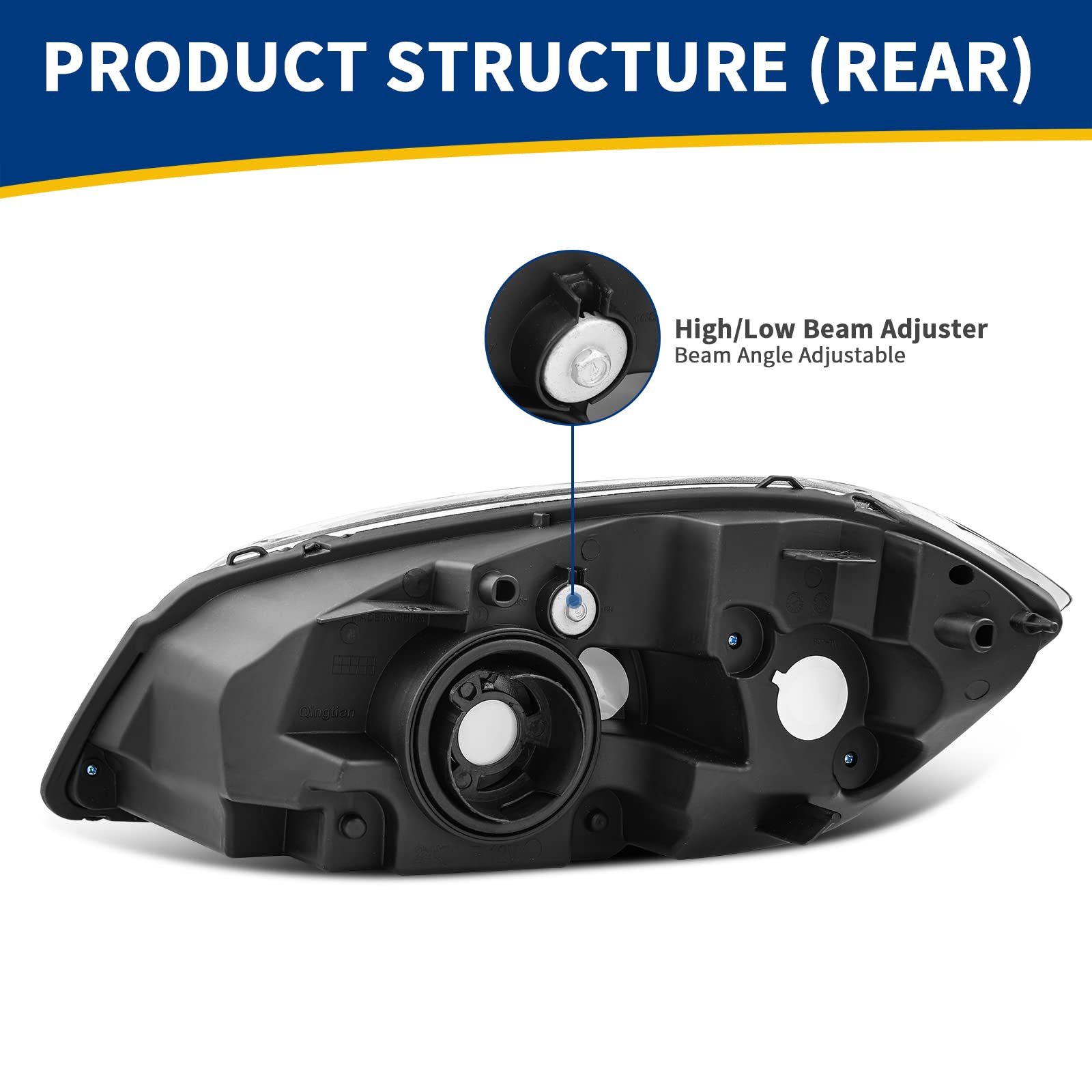 Autosaver88 Headlight Assembly Compatible With 2005-2010 Chevy Cobalt/ 2005-2006 Pursuit/ 2007-2009 Pontiac G5 Chrome Housing Am