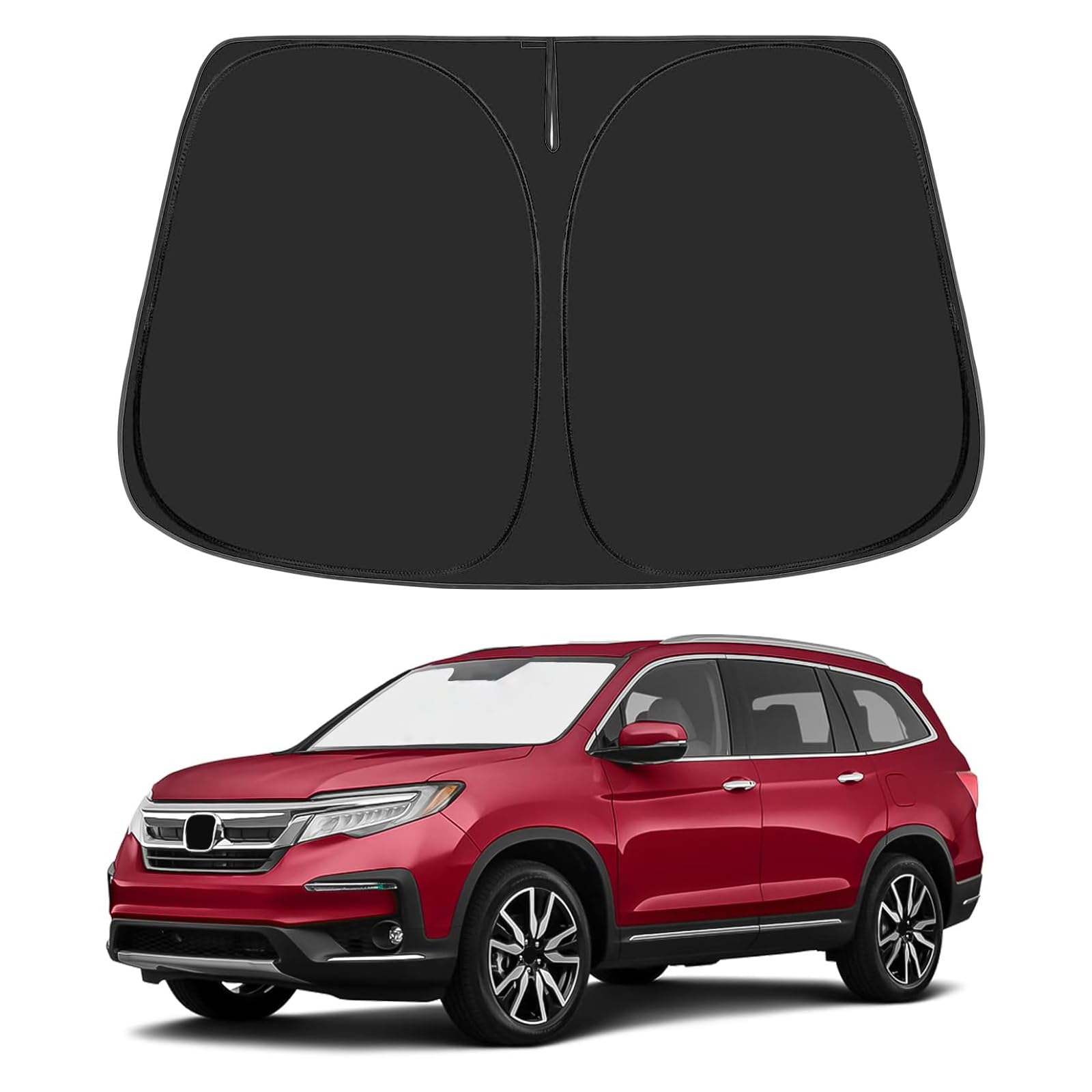 Proadsy 2025 Upgrade Windshield Sun Shade Custom Fit Honda Pilot 2016-2024 2025 4-Layer Foldable Front Sunshade Protector Sun Vi