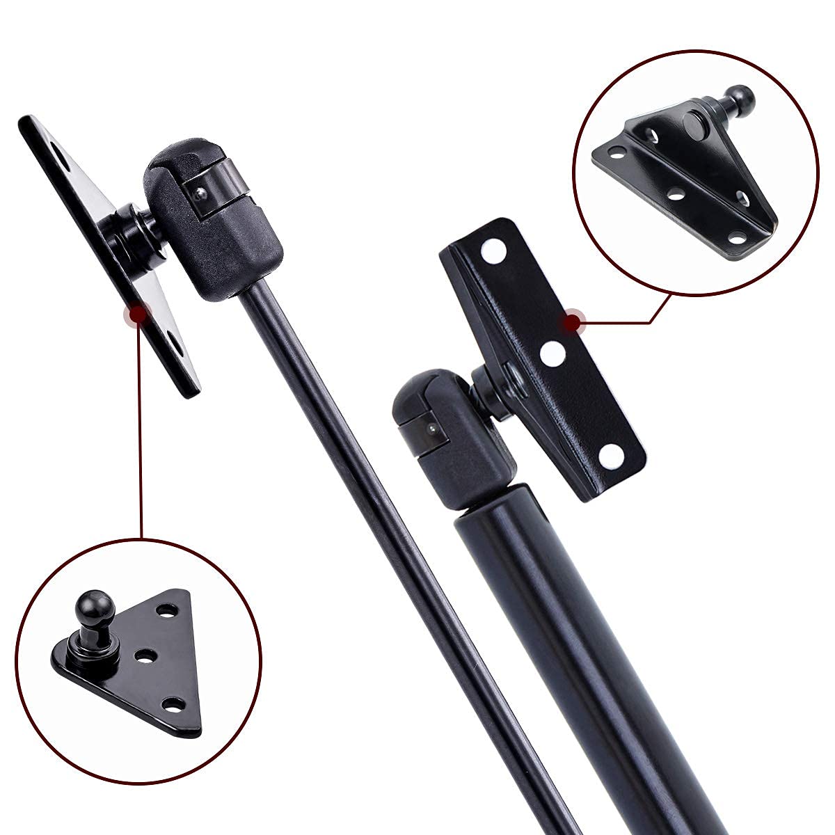 Vepagoo 10Mm Ball Stud Mounting Bracket For Gas Shock Spring Strut Prop Lift Support With 4Pcs L-Type, 4Pcs Flat-Type And 32Pcs