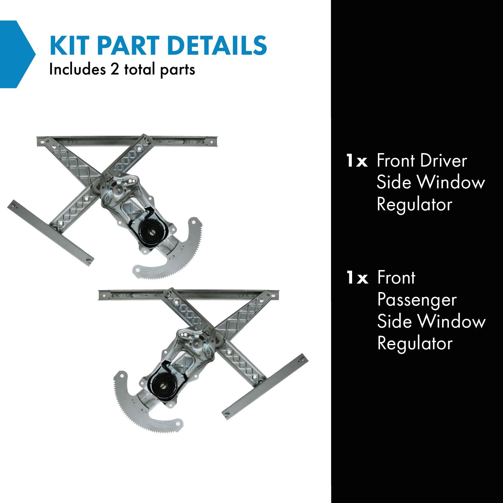 Trq Front Power Window Regulator Set Compatible With 1999-2003 Ford F-150 2004 F-150 Heritage 1999 F-250