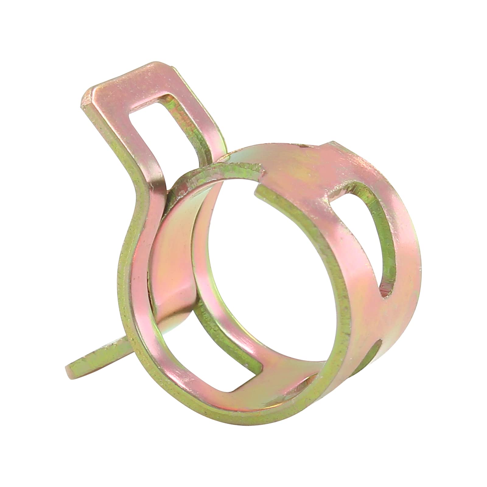 Rierdge 60 Pcs 9Mm Id Spring Band Type Clamps, Fuel Hose Clamps Fasteners, Golden Spring Hose Clip For Fuel Hose Line Water Pipe