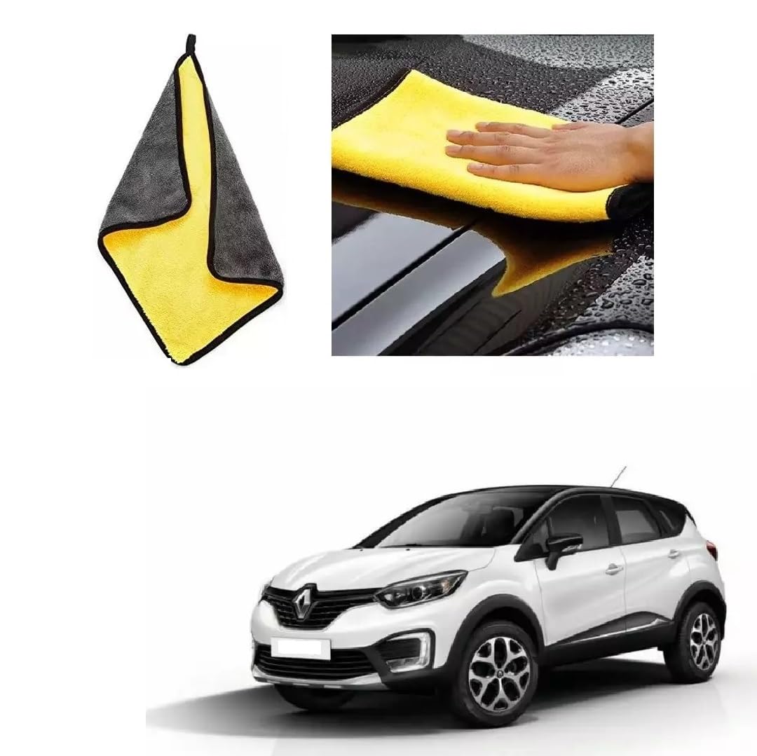 Car Cleaning and DetailingDual Sided Microfiber Cloth 600 GSM 40cm x 40cm (Pack of 2) Suitable for Renault Captur
