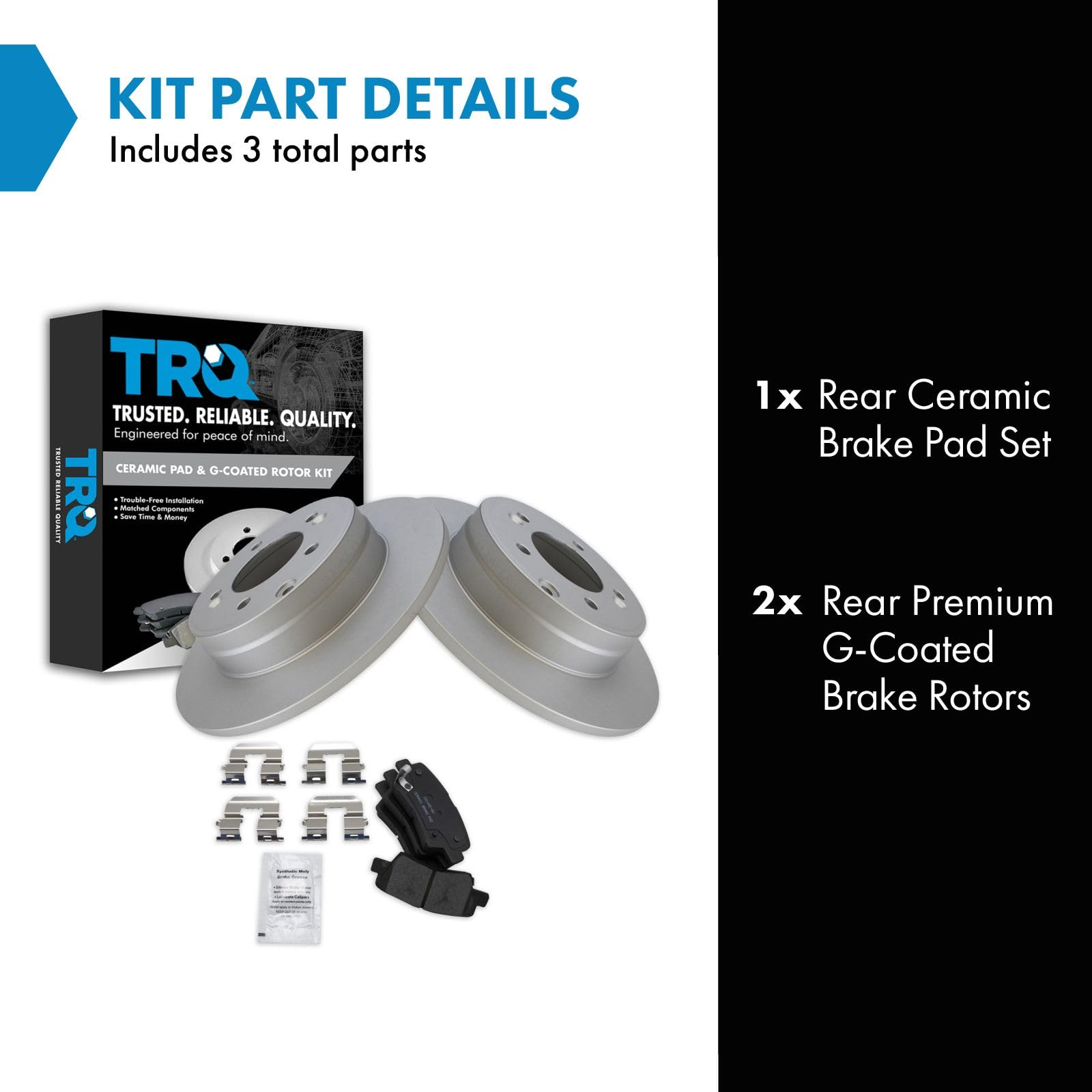 Trq Rear Brake Pad & Rotor Kit Brake Pads Brake Rotor Ceramic Premium G-Coated Compatible With 2012-2017 Hyundai Azera 2011-2015