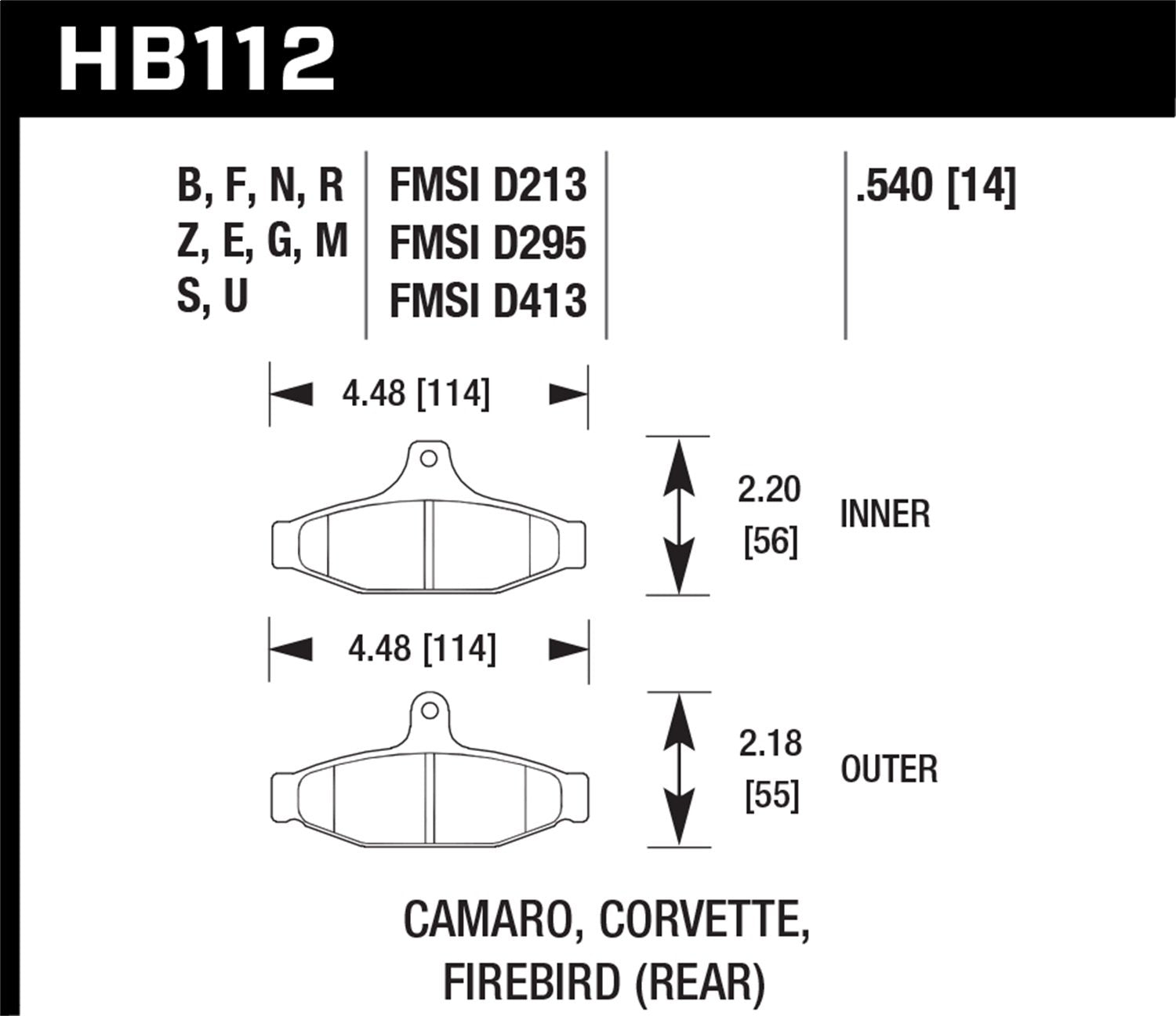 Hawk Performance HB112F.540 HPS Performance Ceramic Brake Pad