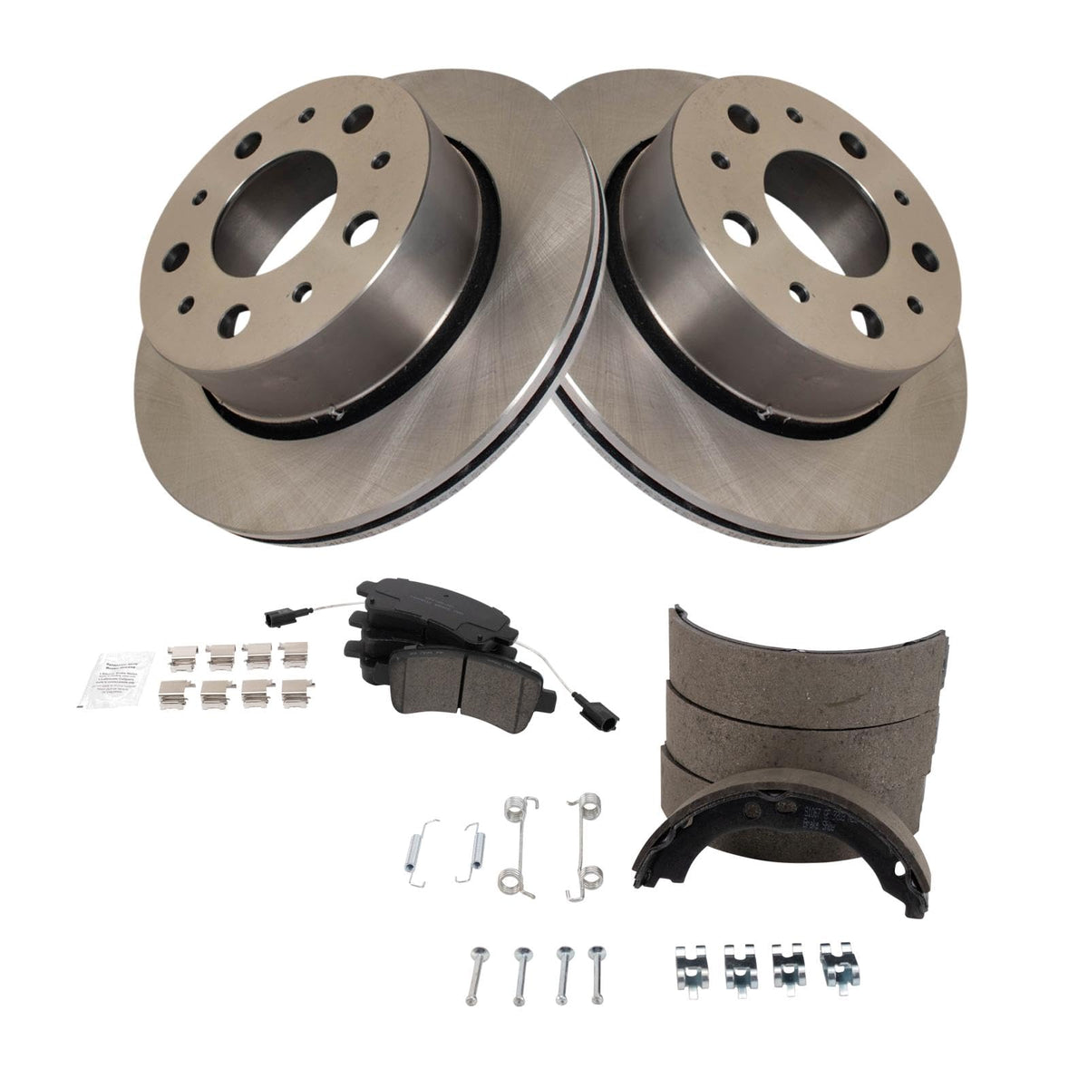 Trq Rear Brake Pad & Rotor Kit Brake Pads Brake Rotor Parking Brake Shoe Set Ceramic Compatible With 2014-2021 Ram Promaster 150
