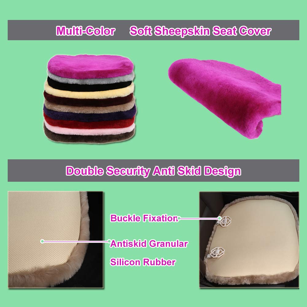 Ogland Fluffy Genuine Sheepskin Car Back Seat Cover For Auto Fuzzy Interior Accessories With Soft Wool Eco-Friendly Natural Fur