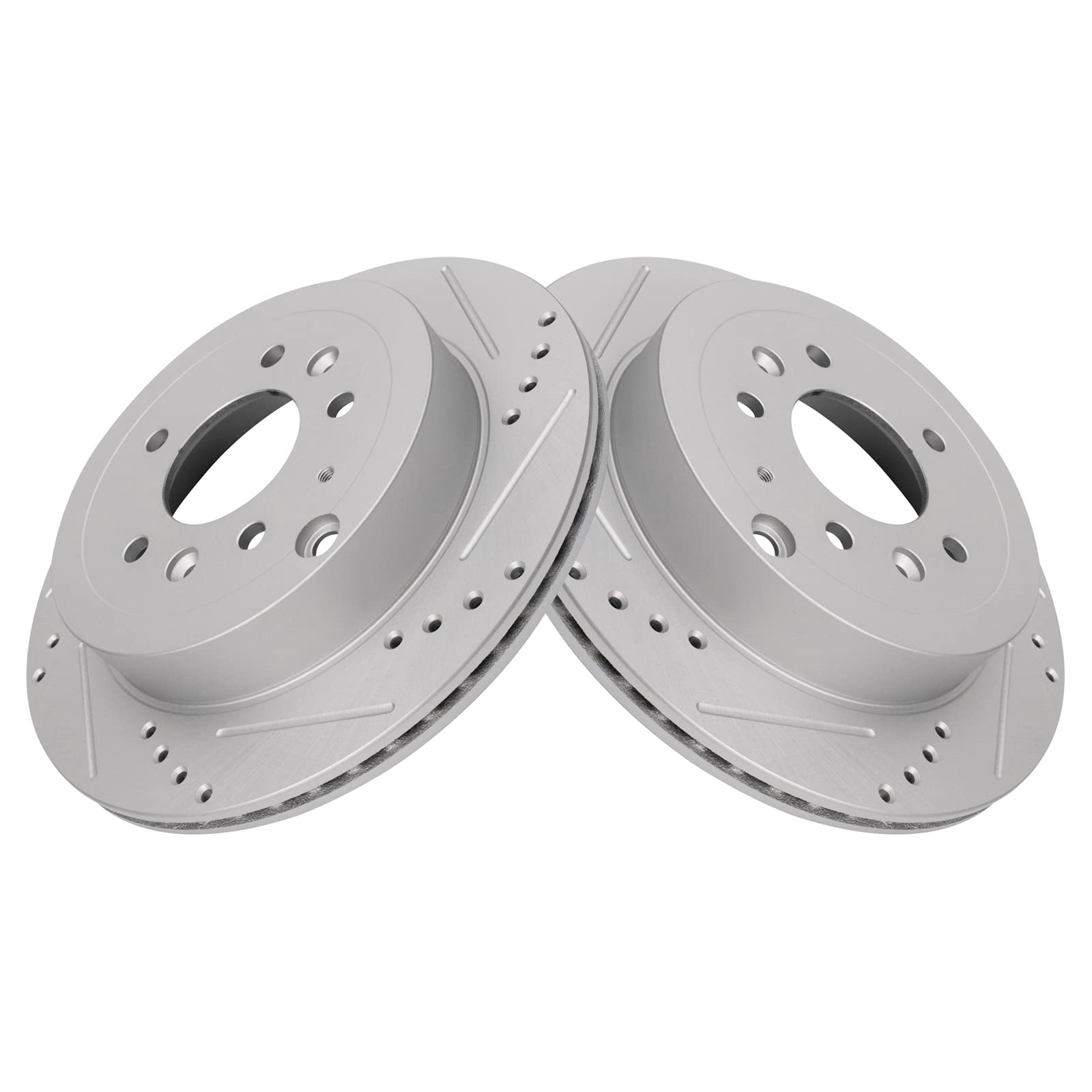 Trq Rear Performance Brake Rotors Set Vented Premium G-Coated Cross Drilled & Slotted Compatible With 2007-2012 Mazda Cx-7