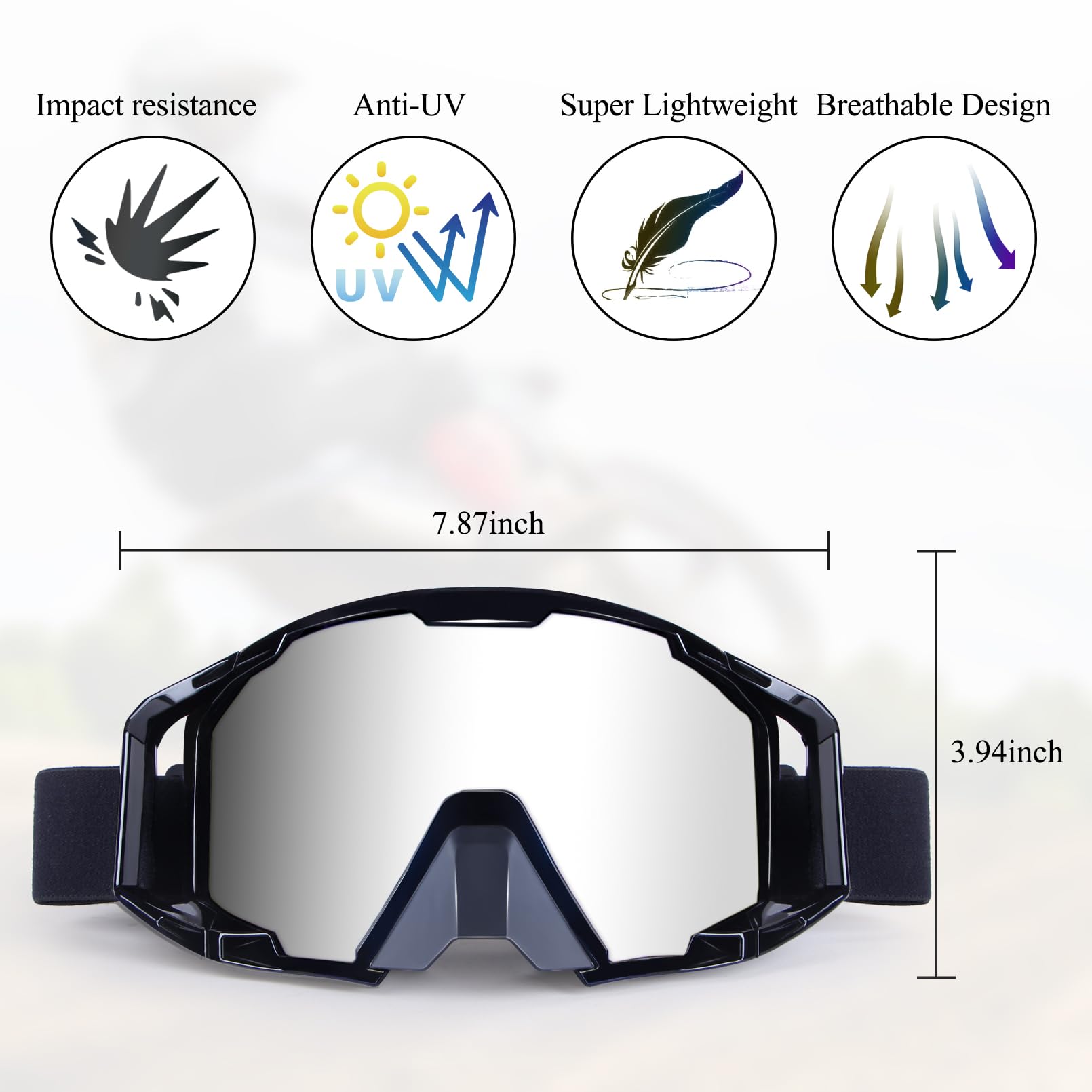 Xyop Motorcycle Goggles, Atv Dirtbike Eyewear - Anti-Fog, Uv400 Polarized Motocross & Off-Road Riding - Durable Mx Goggles For Y