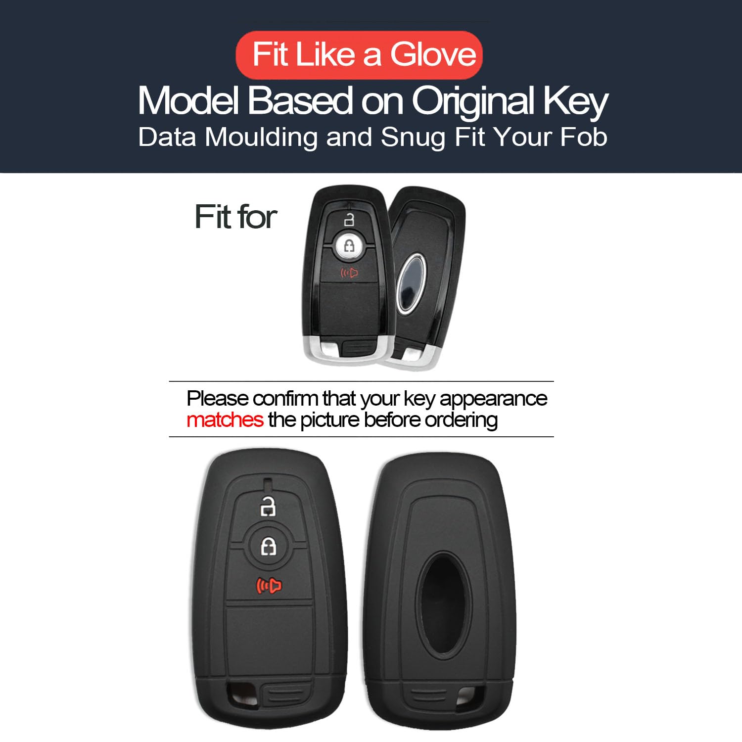 INFIPAR 2pcs Compatible with Ford Edge Explorer EcoSport F-150 F-250 F-350 F-450 F-550 Super Duty F-650 F-750 Bronco Expedition