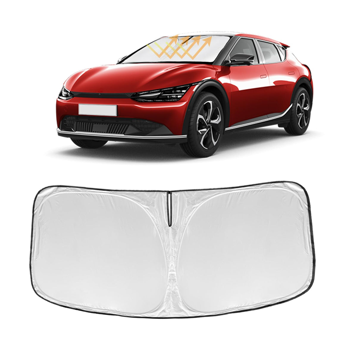 Sunshade For Ev6 Windshield Sun Shade Custom Fit For Kia Ev6 2022 2023 2024 2025 Accessories 2 Layers Front Window Shield Sun Vi