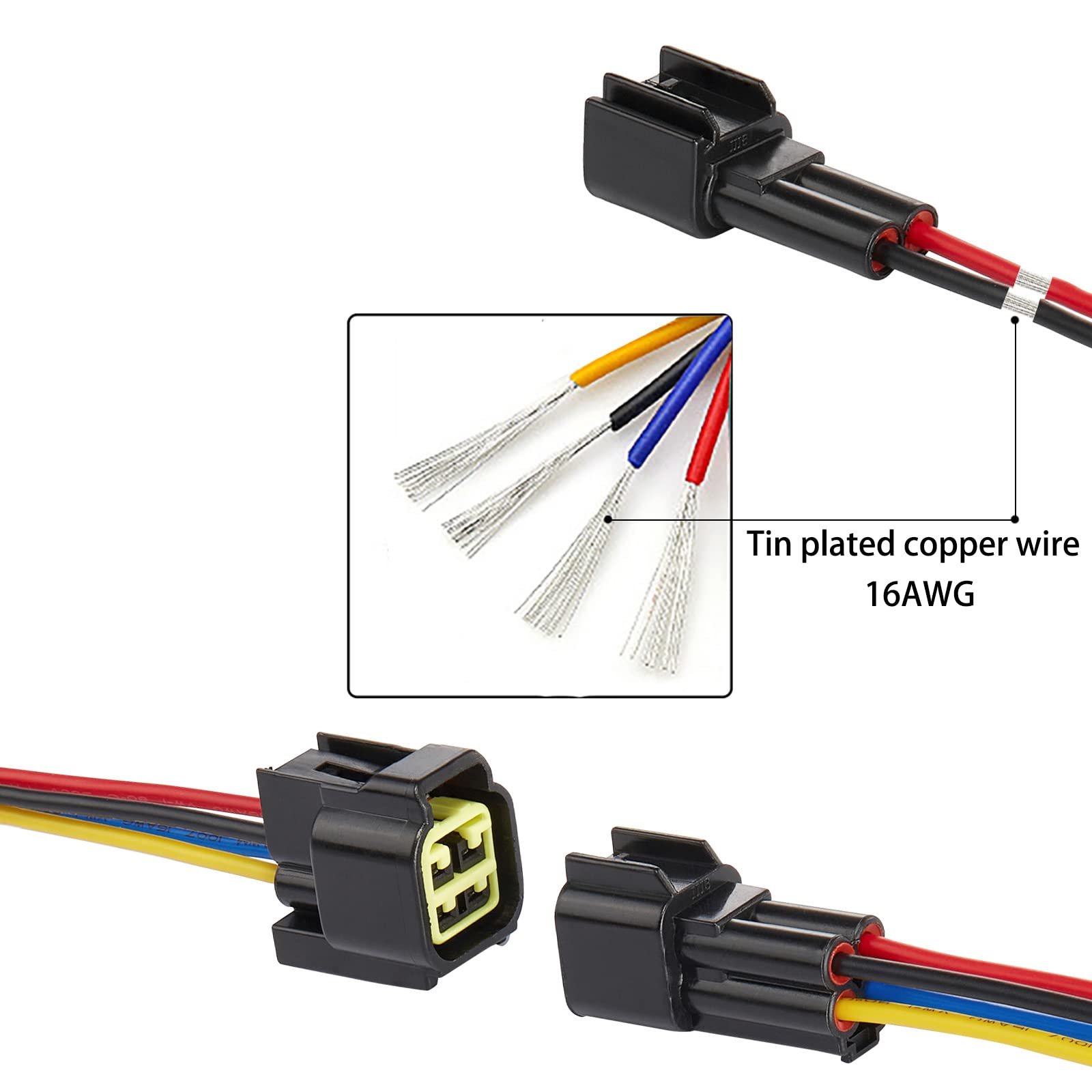 Laisomeke 4 Pin electrical Connector Waterproof Connector,Male and Female Way 16 AWG Wire Suitable for car Truck, Boat and Other