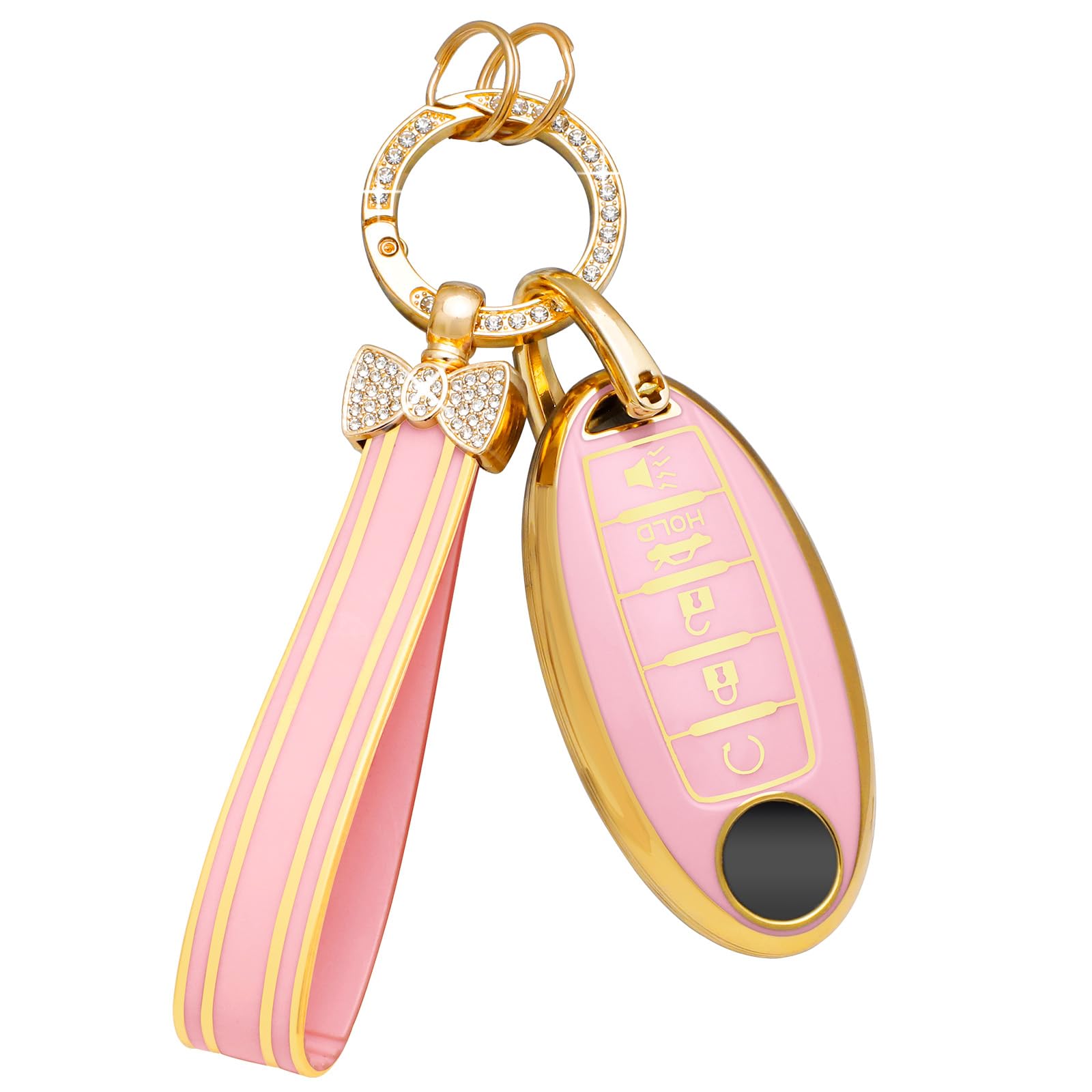 Pifoog Pink Key Fob Cover For Nissan 5 Button Altima Sentra Rogue Maxima Armada Murano Pathfinder Versa Accessories Car Keys She