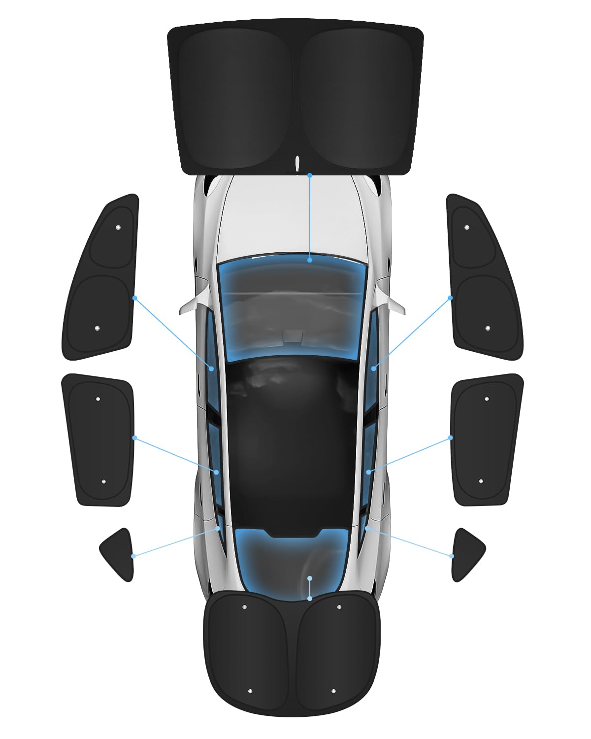 Evooor 8PCS Windshield Sunshade for Tesla Model Y,Front&Rear Side Window Privacy Cover Sun Shade Sun Visor Thermal Insulated Mod