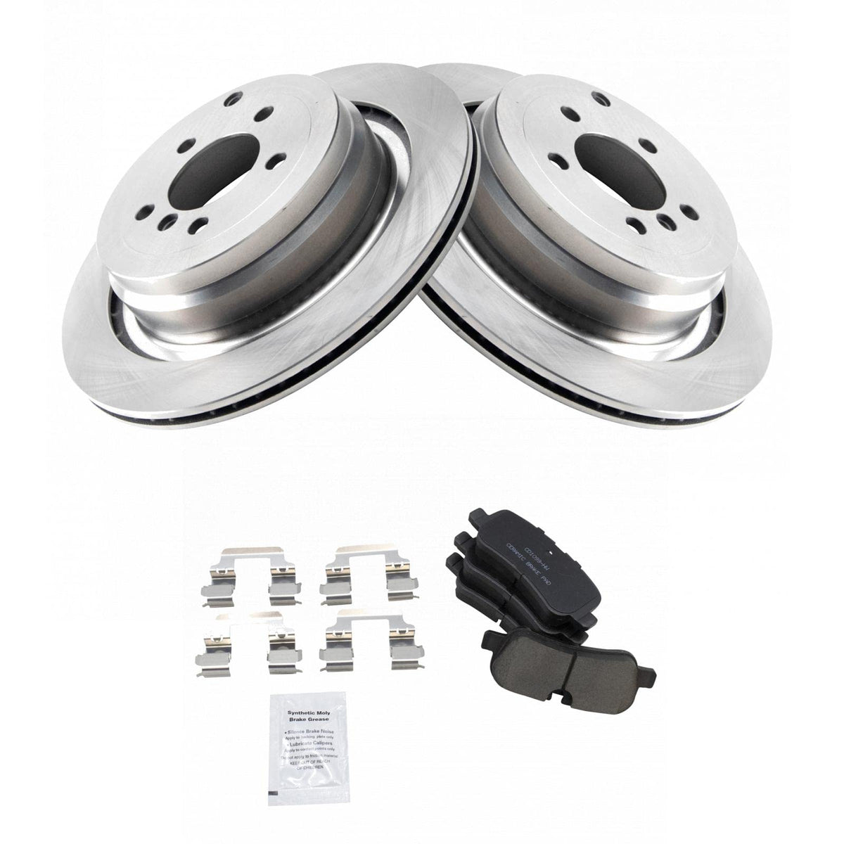 TRQ Rear Brake Pad & Rotor Kit Brake Pads Brake Rotor Ceramic Compatible with 2006-2009 Land Rover Range Rover