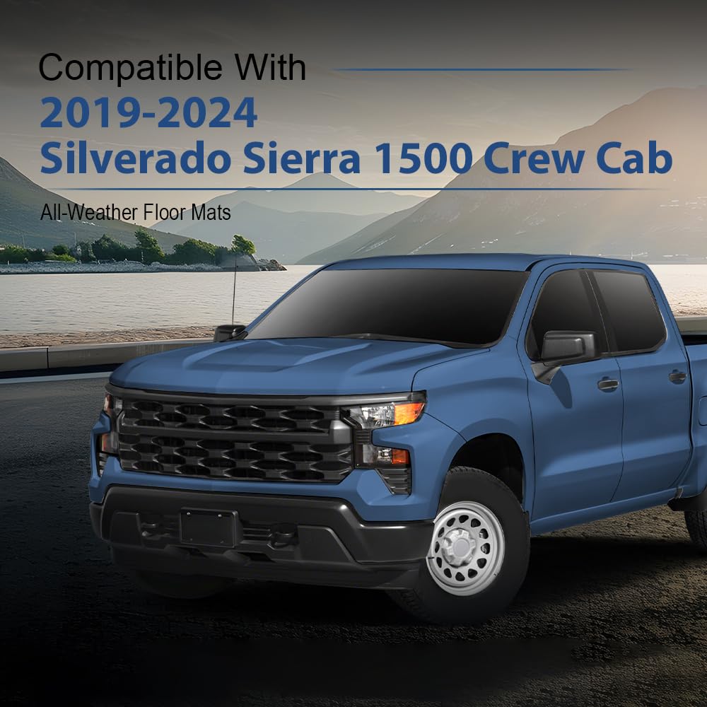 Pit66 Cargo Liners Compatible With 2019-2024 Chevy Silverado Gmc Sierra 1500 2500Hd 3500Hd Crew Cab (Fit 2019 1500 New Body Styl