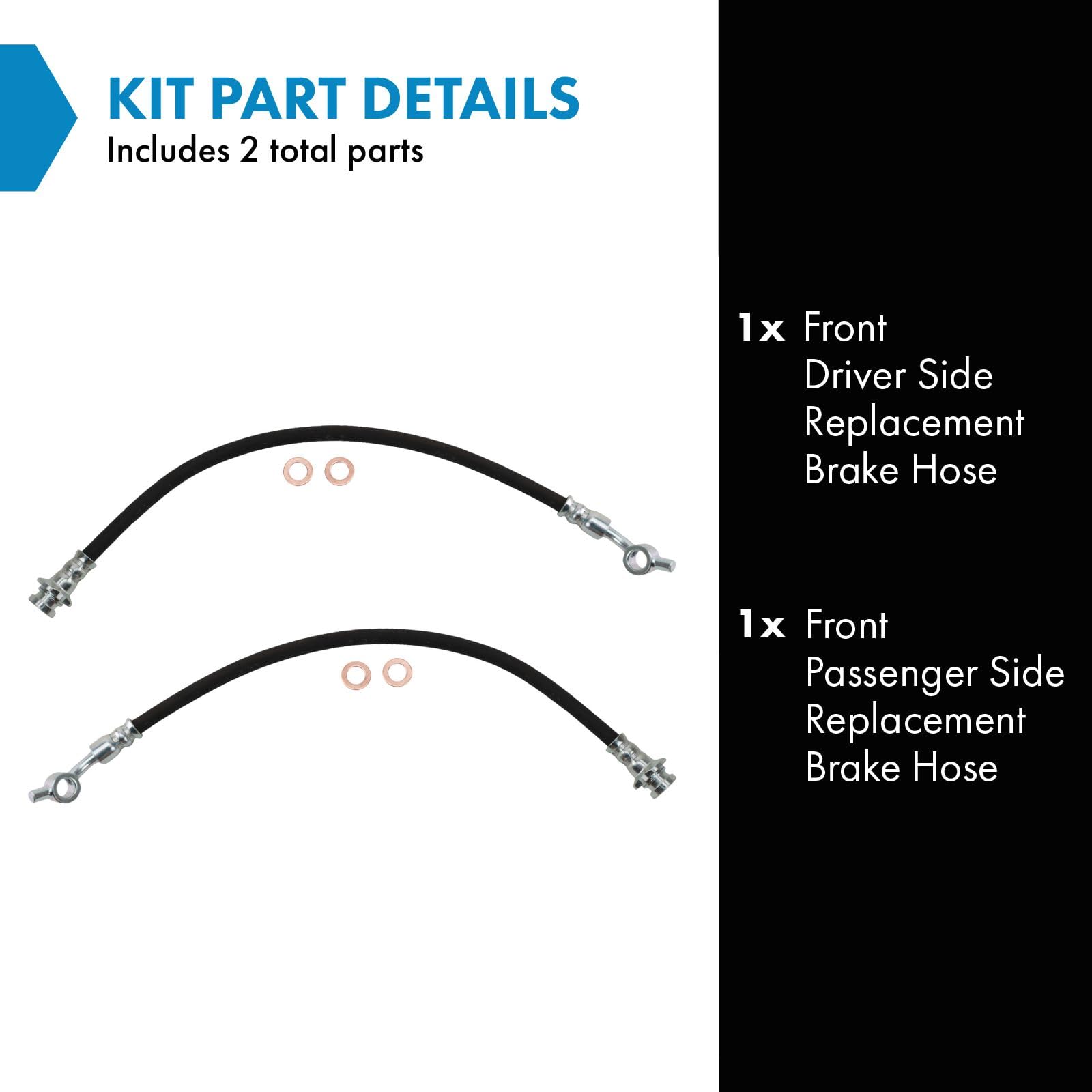 Trq Front Brake Hose Set Compatible With 2005-2019 Nissan Frontier 2005-2012 Pathfinder 2005-2015 Xterra 2009-2012 Suzuki Equato