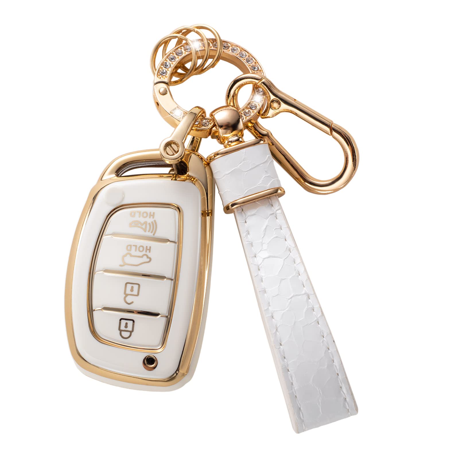 Cacarlike For Hyundai Key Fob Cover With Hyundai Keychain, Car Key Fob Case Compatible With Hyundai Elantra Gt Ioniq Sonata Tucs