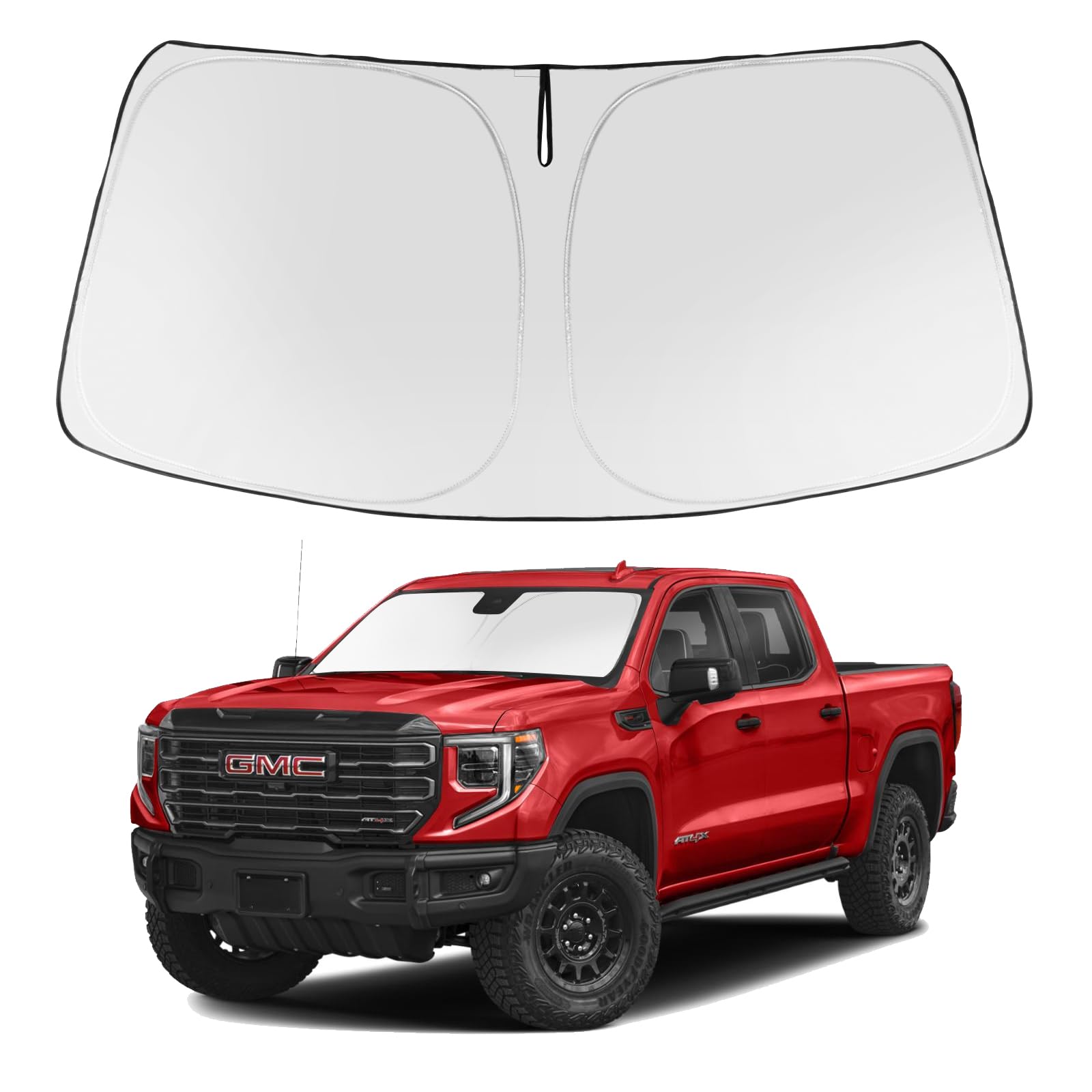 Proadsy 2025 Upgrade Windshield Sunshade Custom For 2019-2024 2025 Gmc Sierra 1500 2500 3500 Slt, At4, Denali Pickup Reflective