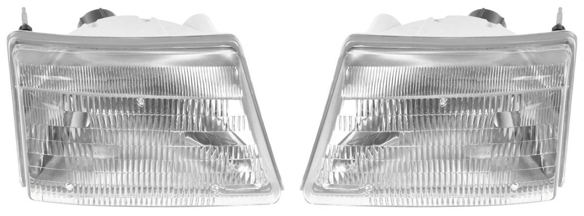 Trq Driver & Passenger Side Headlight Assembly Set Headlights Driver & Passenger Side Compatible With 1998-2000 Ford Ranger Fo25