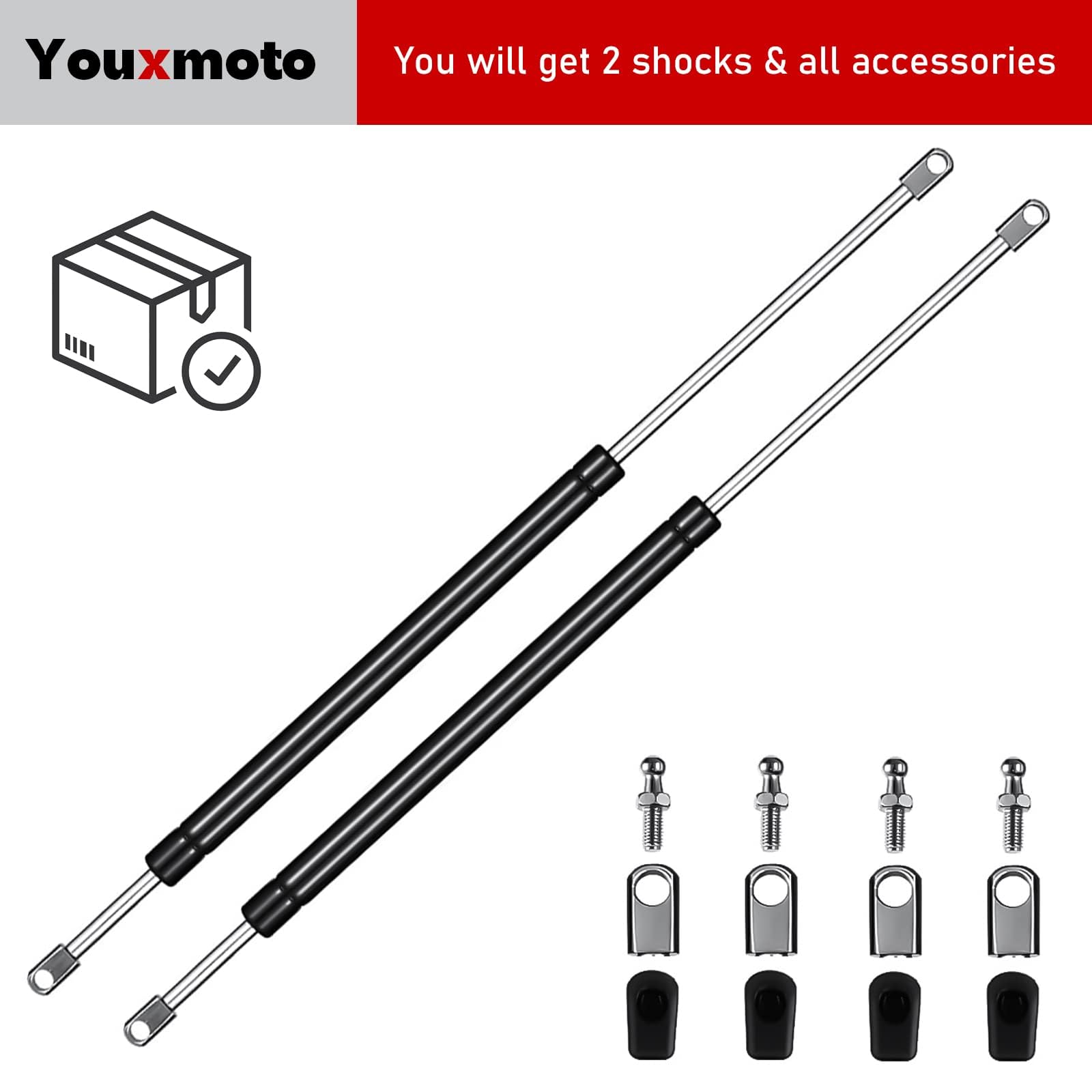 24Inch 150 Lbs Dual Stroke Heavy Duty Gas Strut Shocks Spring Lift Fit For Murphy Bed Rv Bed Box Cabinet Lid Door (2 Pack)