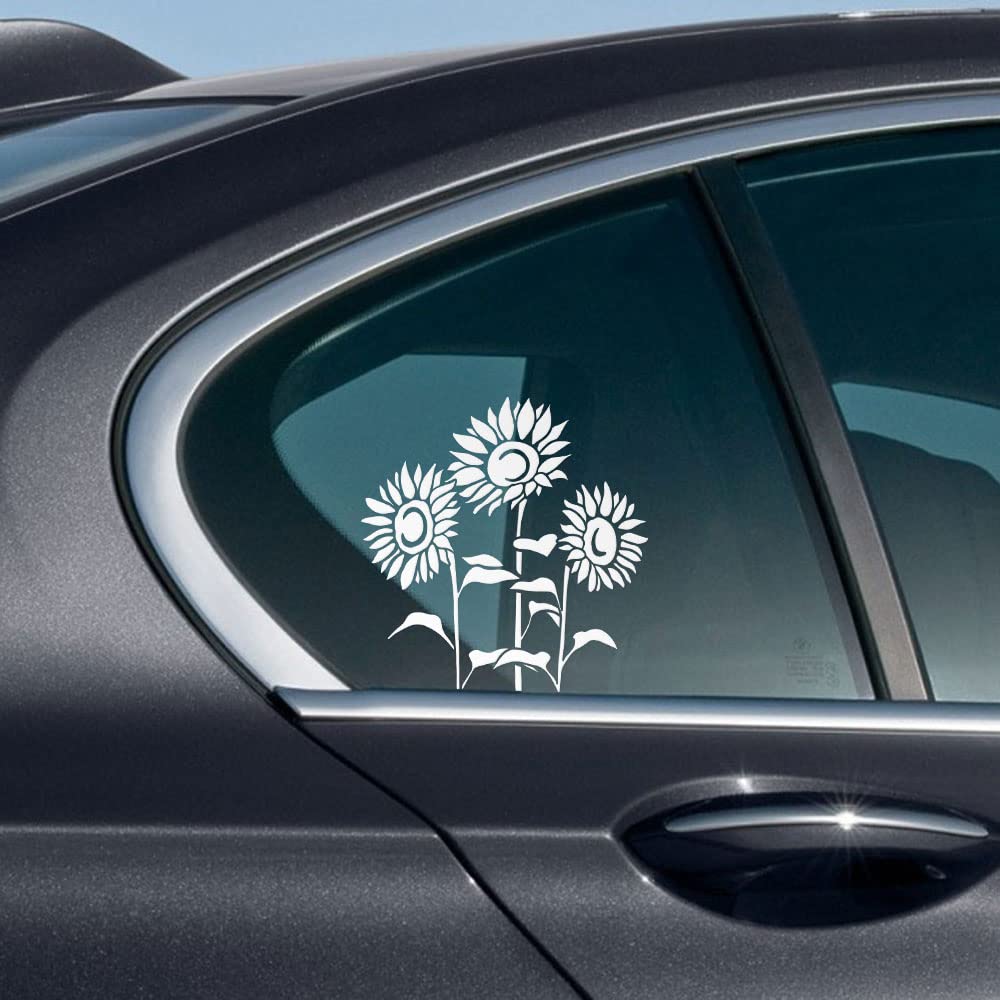 Wirester 6 Inch Clear Vinyl Decal Sticker Decoration For Car Window (Or Any Flat Surface) - Sunflower