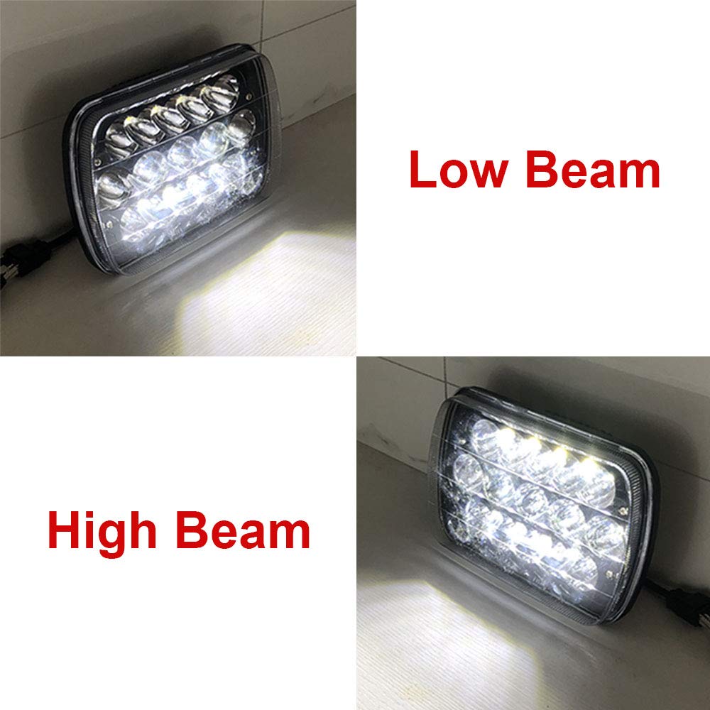 Black Pair 45w 7x6 5x7 Inch Headlights 6052 6054 H5054 H6054 Hi/Low Sealed Beam Replacement Compatible With Chevy Express Cargo