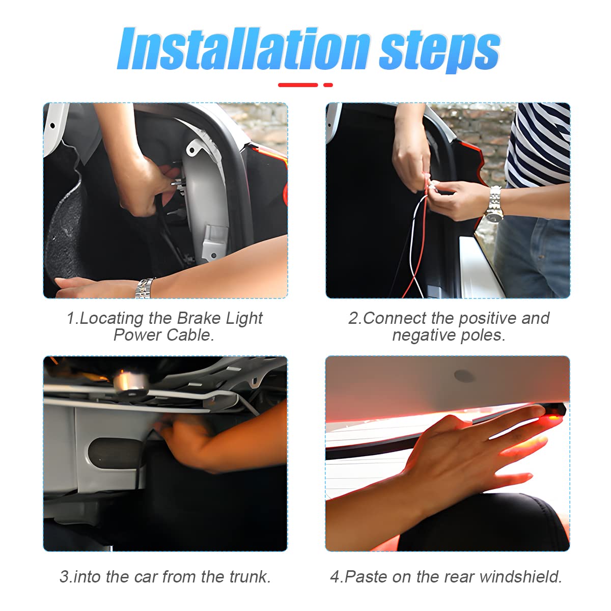 Hipopy Car Led Brake Led Strip Light, 35Inch 144Led Dc12V High Mount Stop Brake Light Bar, Rear Window Warning Signal Light For