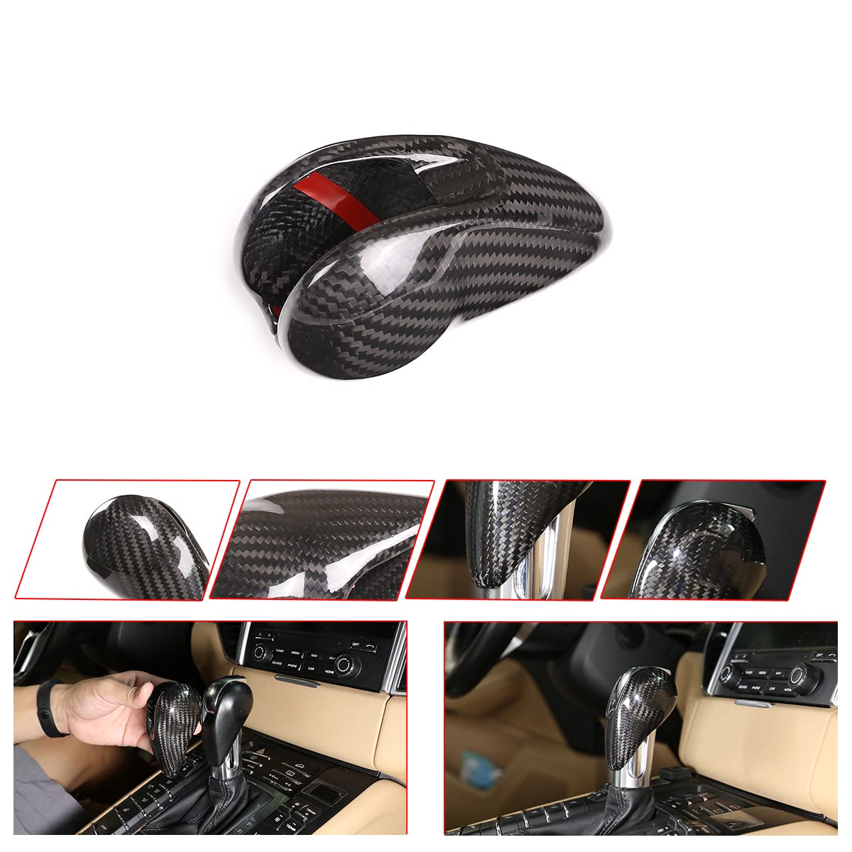 100% Real Carbon Fiber Interior Gear Shift Head Cover Knob Trim Car Accessories for Porsche Macan Panamera Cayman Boxster 911 71