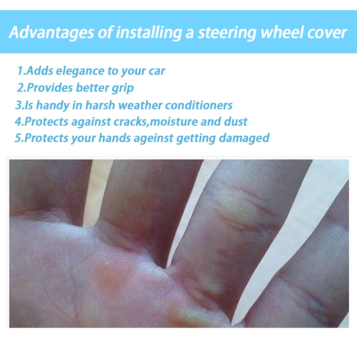 Moly Magnolia Elastic Stretch Steering Wheel Cover, Universal 15 Inch Automotive Steering Wheel Cover, Microfiber Breathable Ant