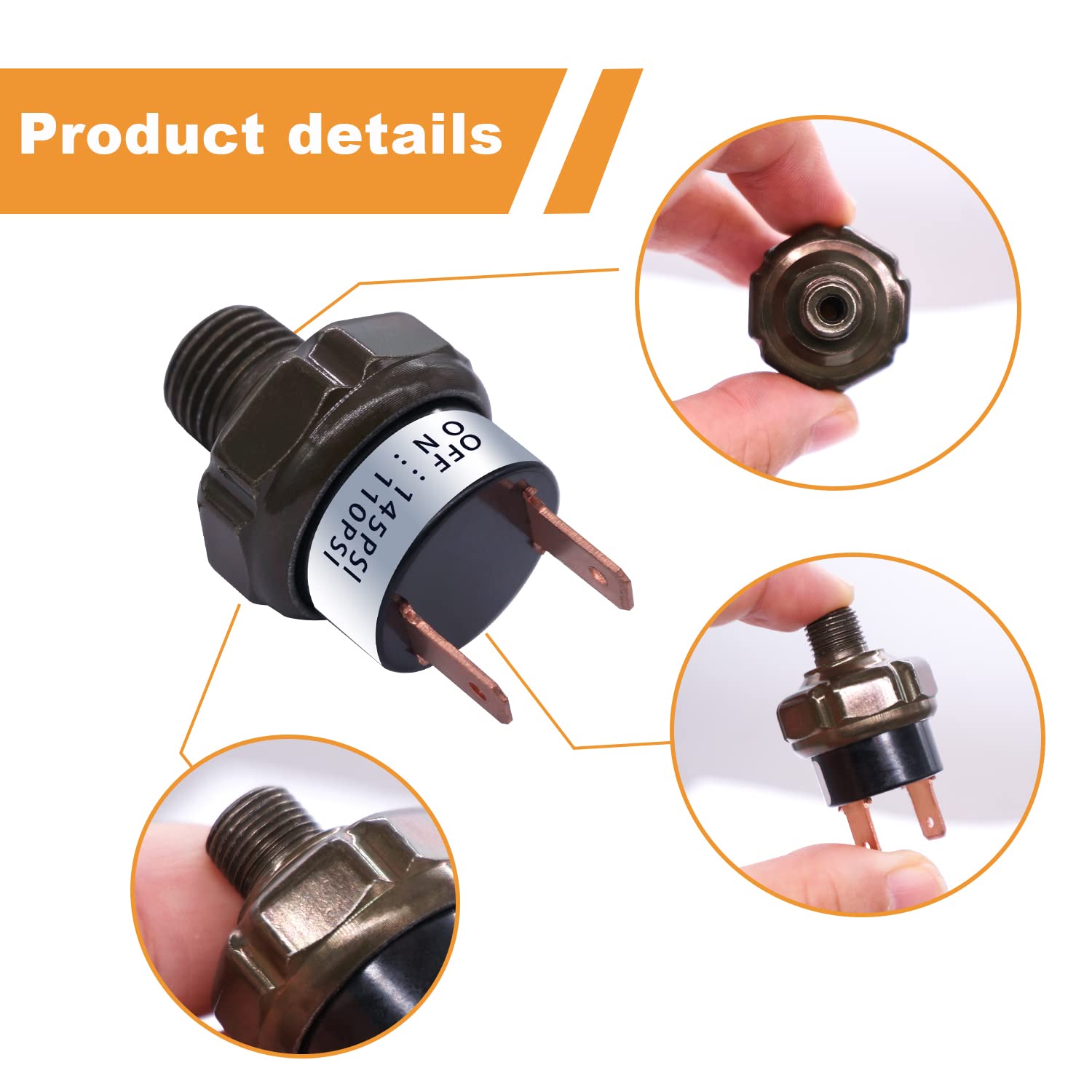 Mankk Air Pressure Switch 110-145 Psi Thread 1/4'' Npt 24V 12V Dc Air Compressor Pressure Switch For Air Horn Train 110-145-1/4'