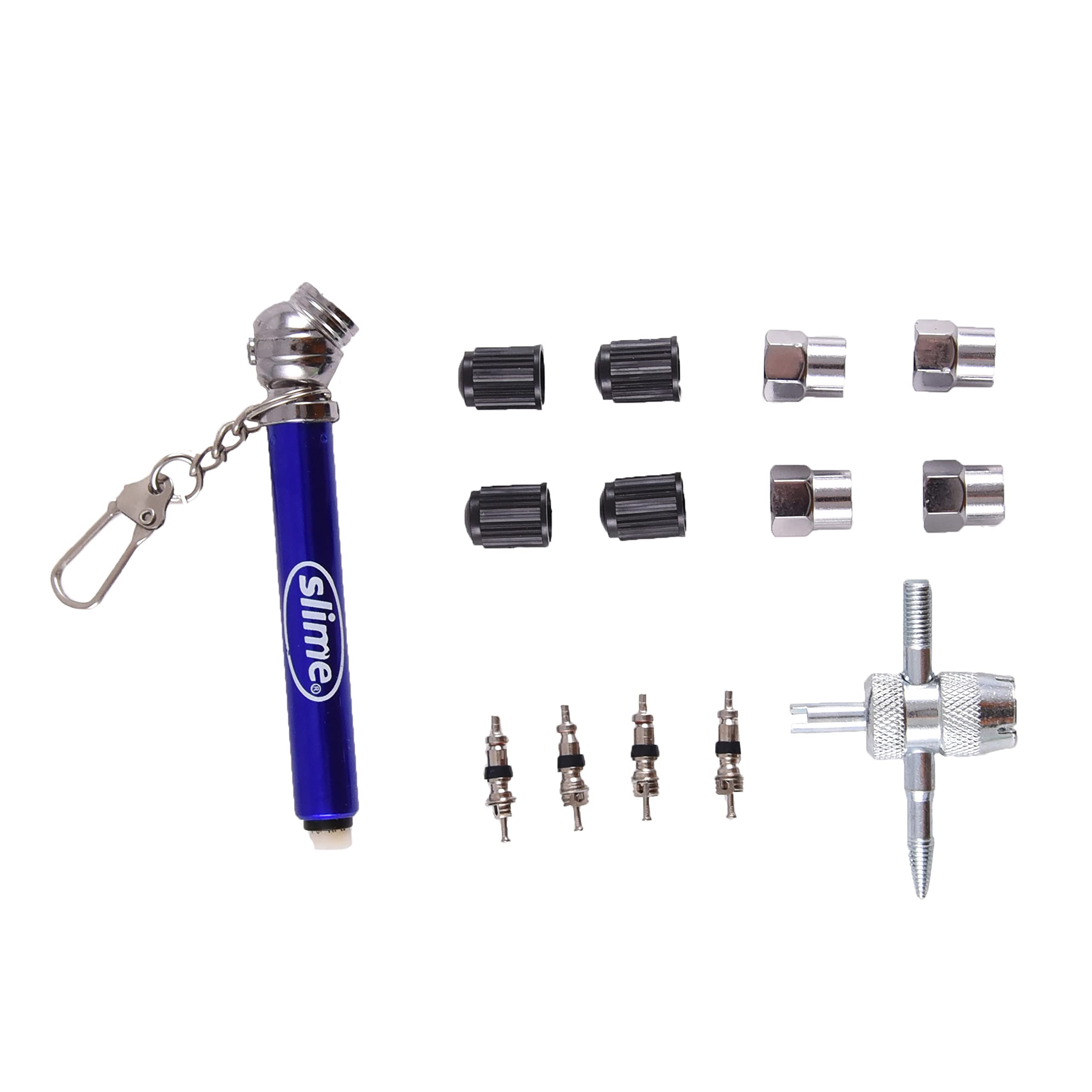 Slime 2410 Mini Tire Maintenance Kit, Tire Care Essentials, Compact, 14-Piece Set, 3.5' L X 2.5' W X 0.875' D