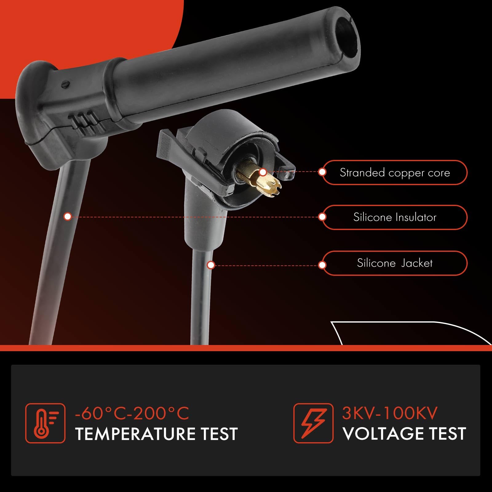 A-Premium Ignition Spark Plug Wires Set Of 6 Compatible With Ford Explorer 2002-2010, Explorer Sport Trac 2007-2010 & Mercury Mountaineer 2001-2010, V6 4.0L