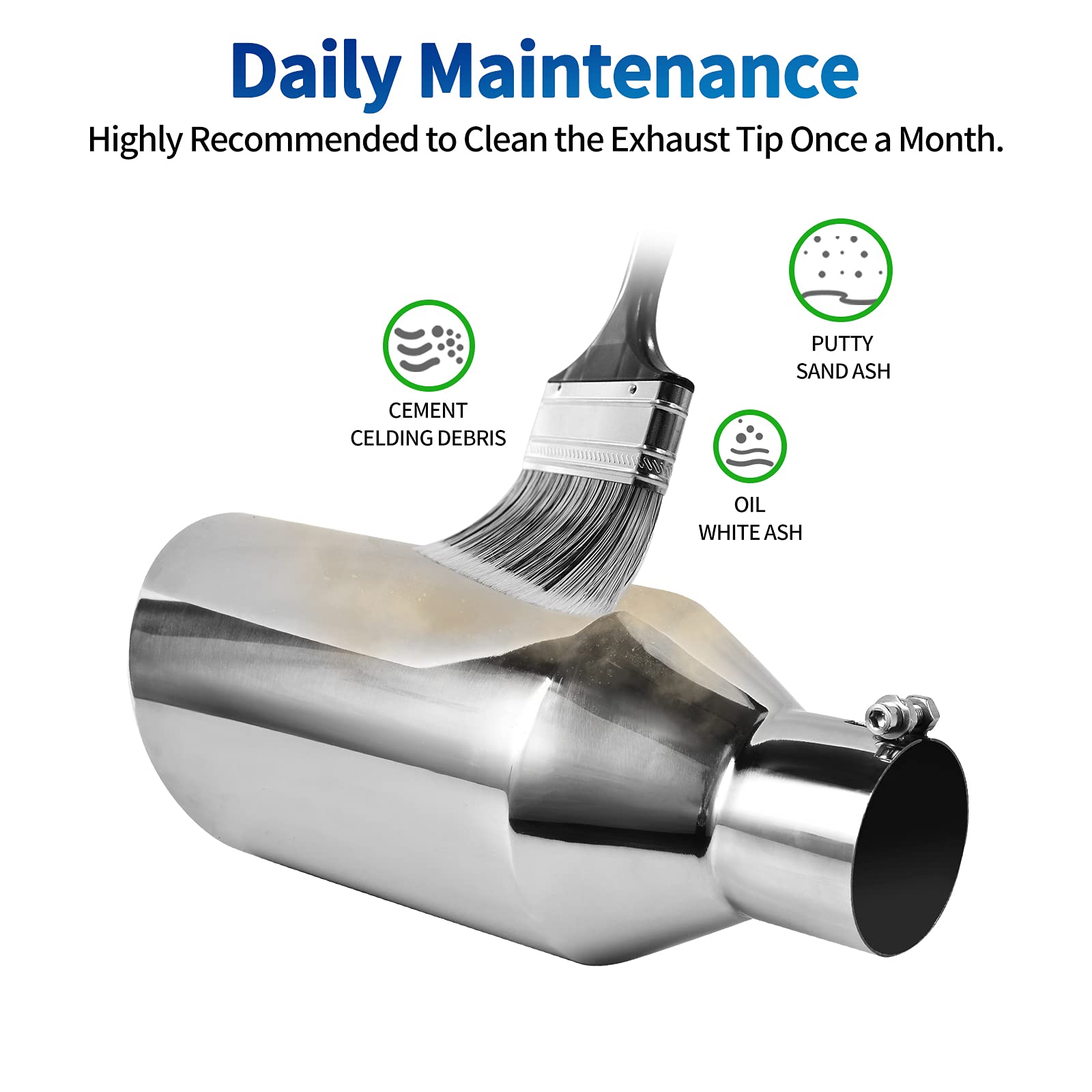 Autosaver88 3 Inch Inlet Exhaust Tip, 3 Inlet 6 Outlet 15 Long Exhaust Tip, Silver Stainless Steel Finish Tailpipe