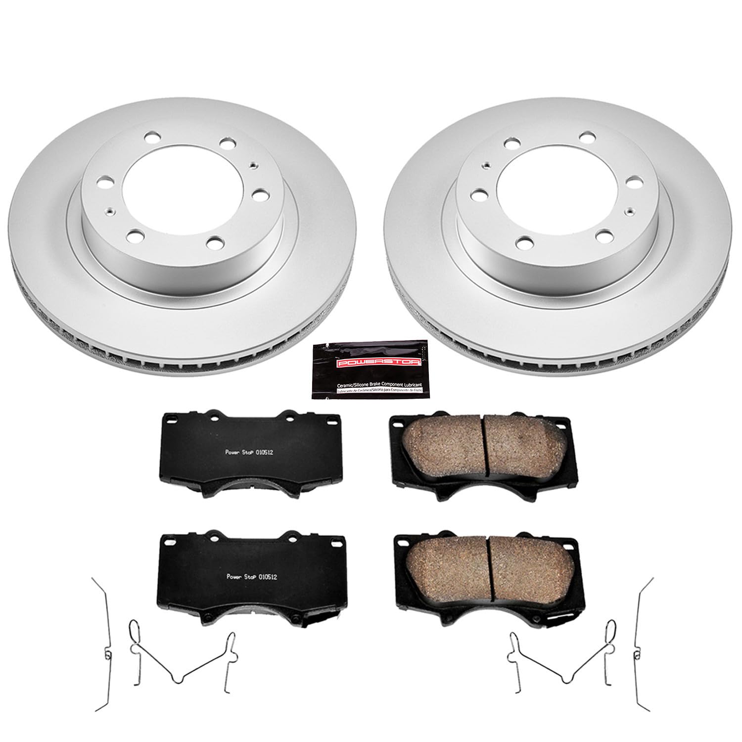Power Stop Crk137 Front Coated Brake Rotors And Ceramic Brake Pads Brake Kit For 2003-2009 Toyota 4Runner [Models With 12.56'' R