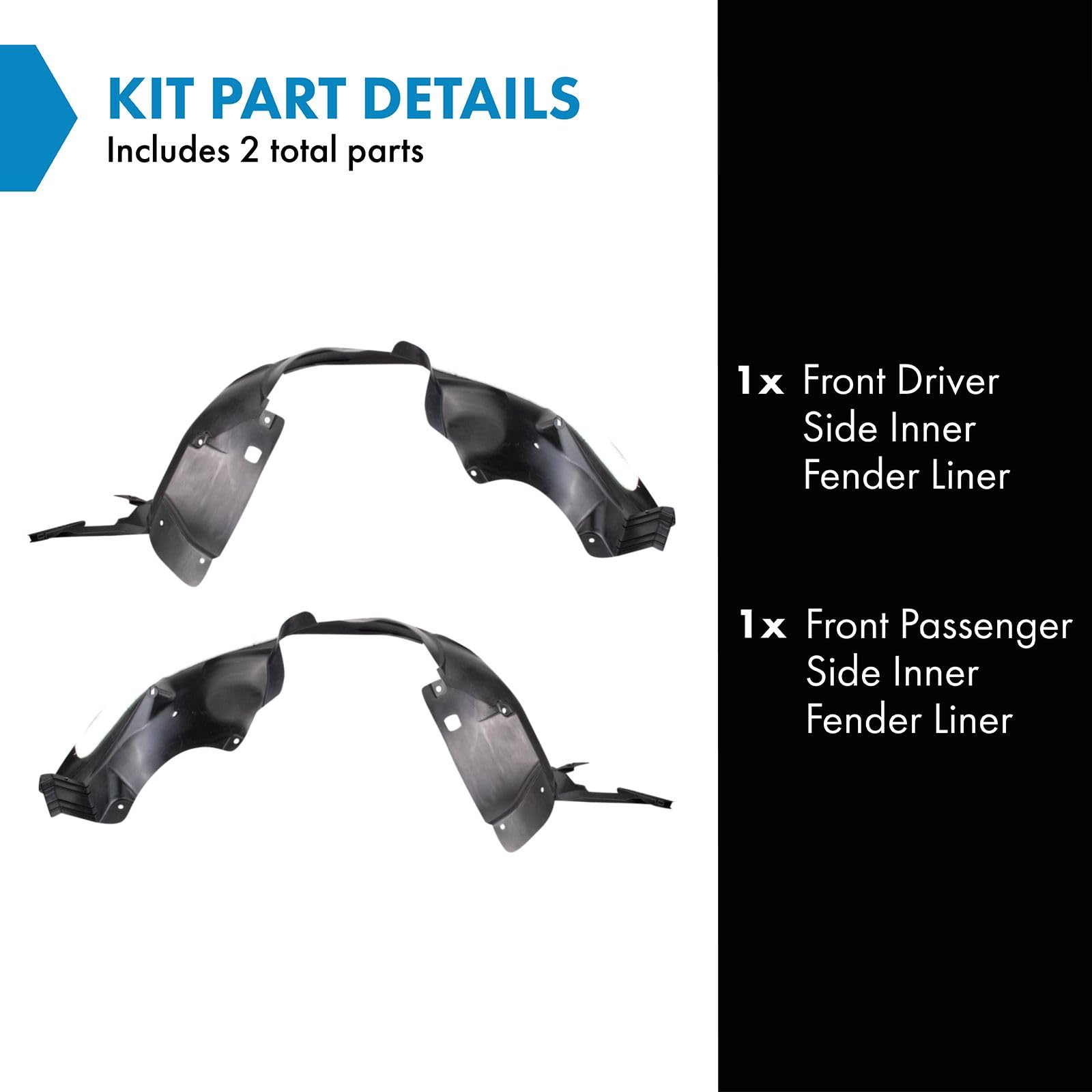 Trq Front Inner Fender Liner Set Compatible With 2017-2020 Chevrolet Trax Gm1248317 Gm1249317