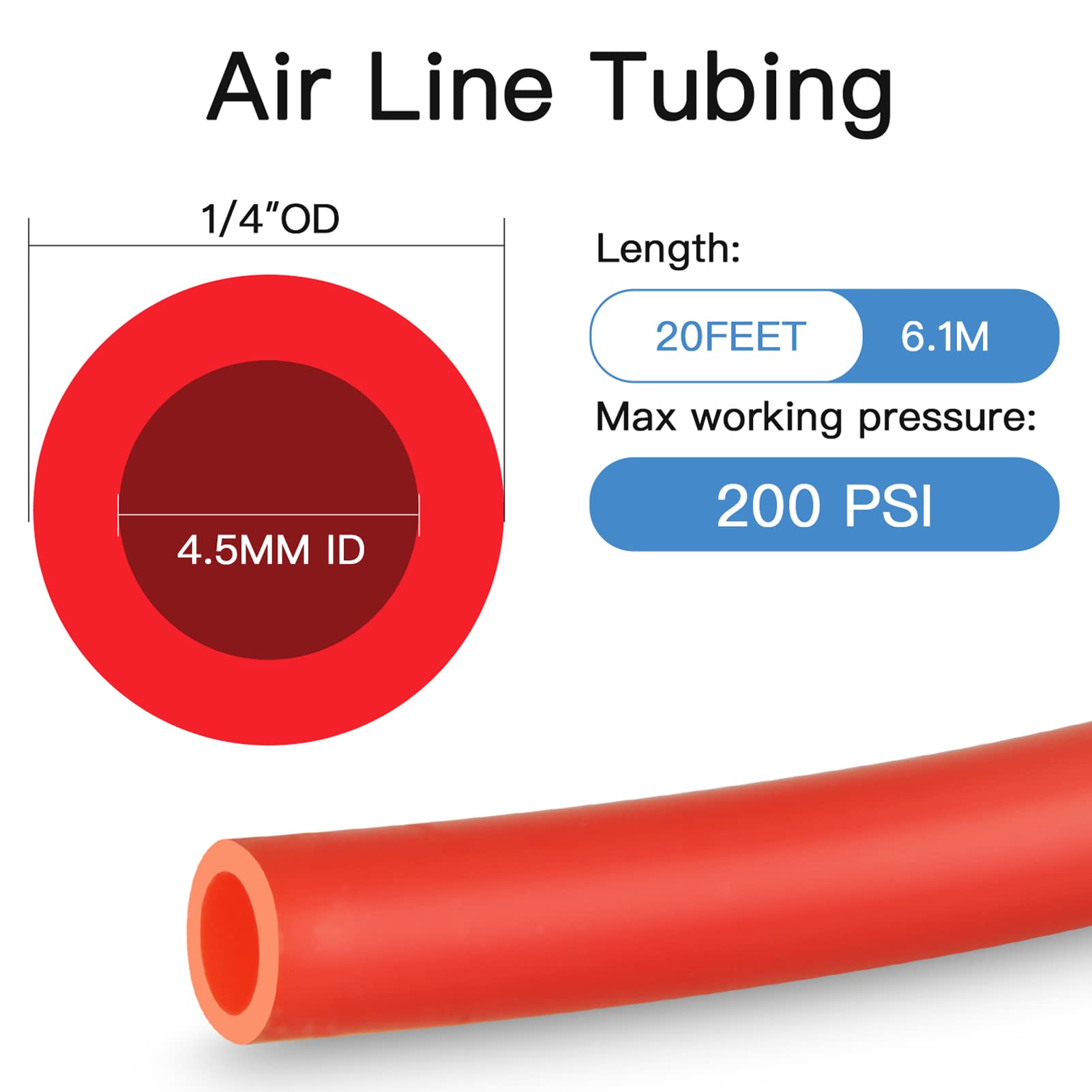Air Line Service Kit for Air Spring Bag Suspension with Fittings, Air Line Kit Includes 20 Feet Air Line Tubing,Schrader Valves,