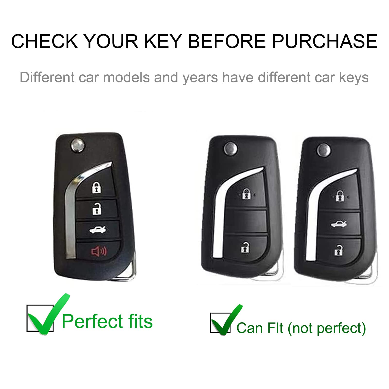 Cacarlike For Toyota Key Fob Cover With Toyota Keychain, Car Key Fob Case Compatible With Toyota Fortuner Tundra Camry Rav4 High