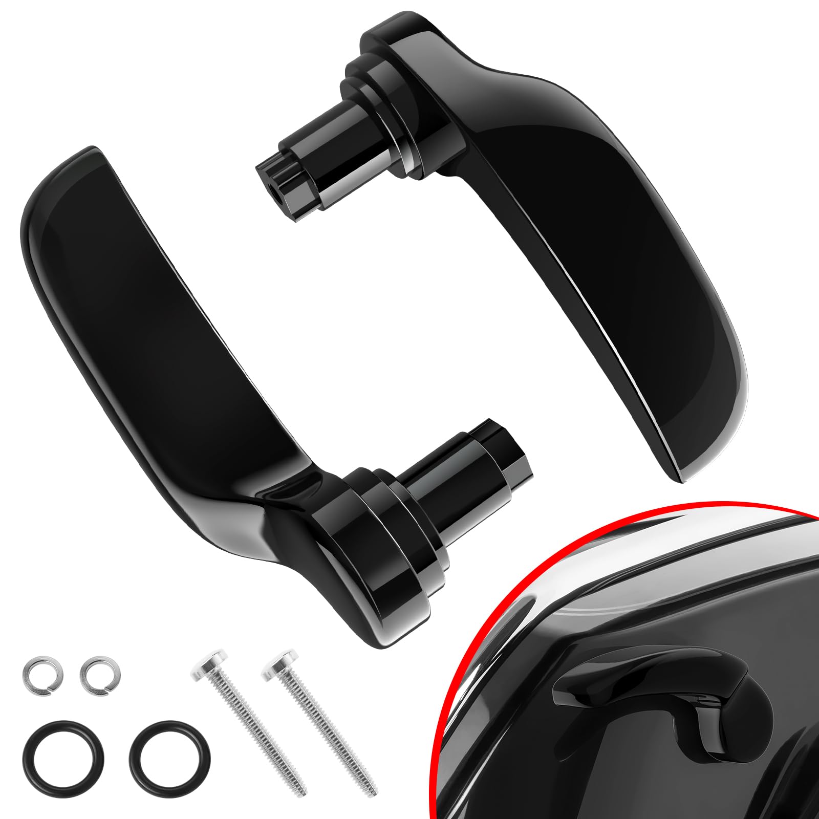 Amazicha Gloss Black Saddlebag Latch Kit Saddle Bag Lifter Compatible For Harley Davidson Touring Street Glide, Electra Glide, Road King, Road Glide, Ultra Limited, Flhr Flht Flhx Flhtk 2014-2023