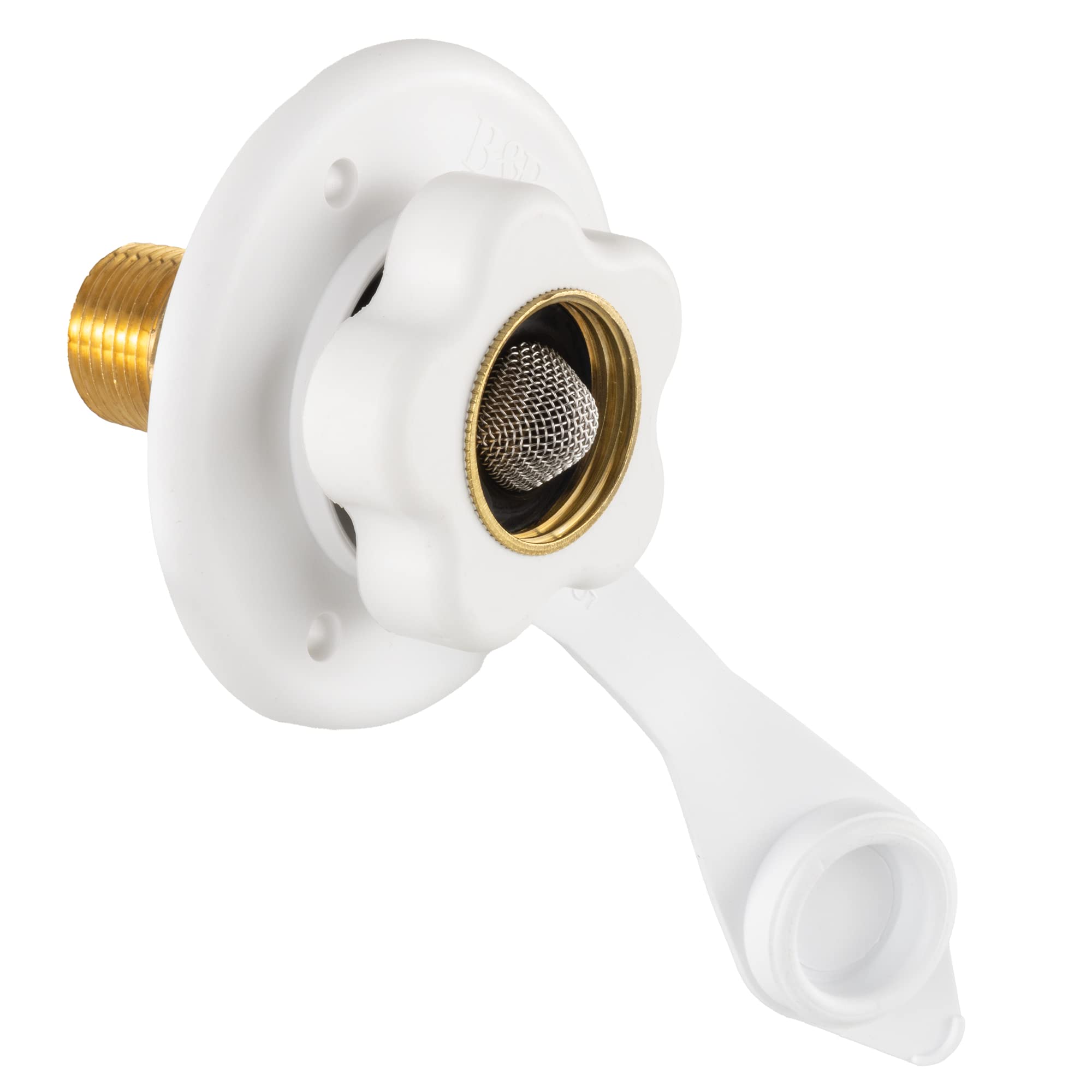 Recpro Rv Camper Motorhome Trailer Marine White City Water Fill Inlet Flange Brass With Check Valve (No Hose Elbow) | Made In Us