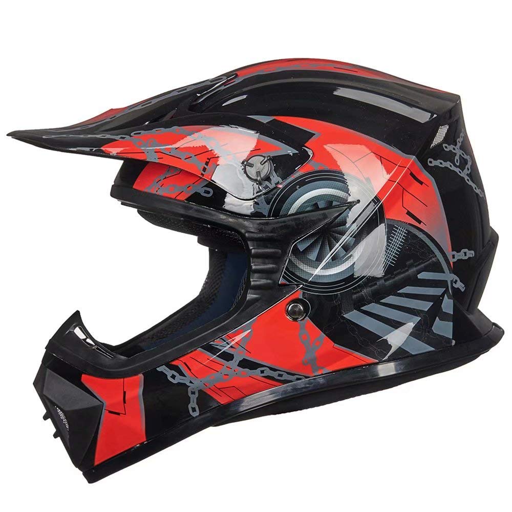 Ilm Youth & Kids Dirt Bike Helmets Motocross Atv Dirtbike Bmx Mx Offroad Full Face Motorcycle Helmet, Dot Approved Model 128Ys (Red Black, Youth-S)