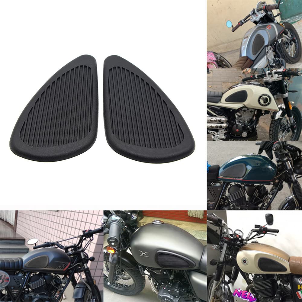 Kucehiup Motorcycle Fuel Tank Knee Pad, Vintage Tank Side Panels Protector Stickers Universal Gas Petrol Tank Knee Pads(Black2)
