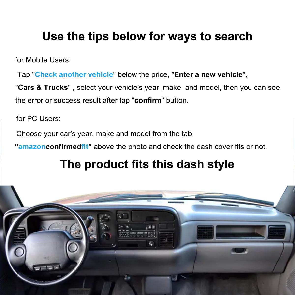 Yiz Dashboard Cover Dash Cover Mat Pad Custom Fit for Dodge Ram 1500 2500 3500 1994 1995 1996 1997 (94-97Beige) J23